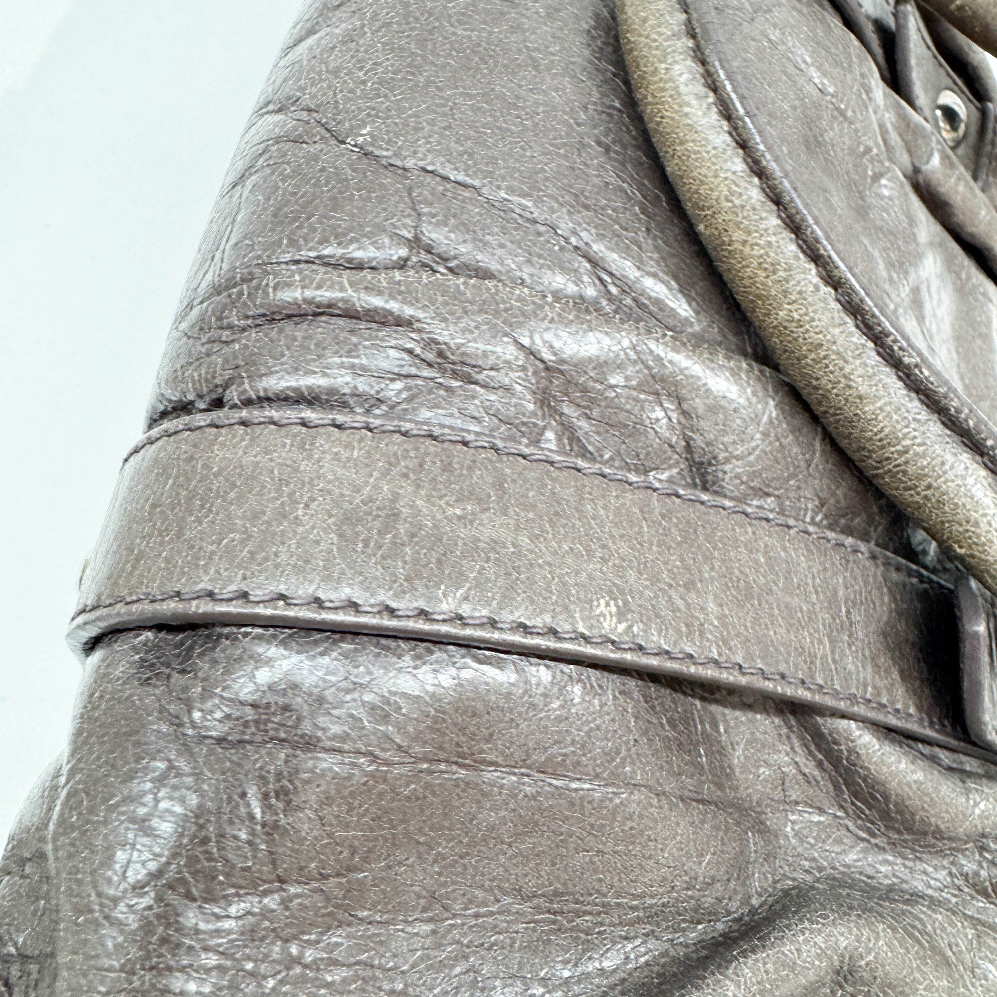 Vitello Gray Leather Two Way Bag