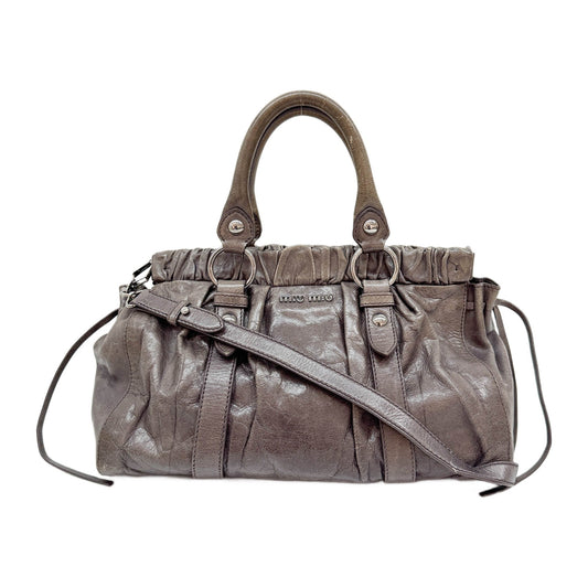 Vitello Gray Leather Two Way Bag