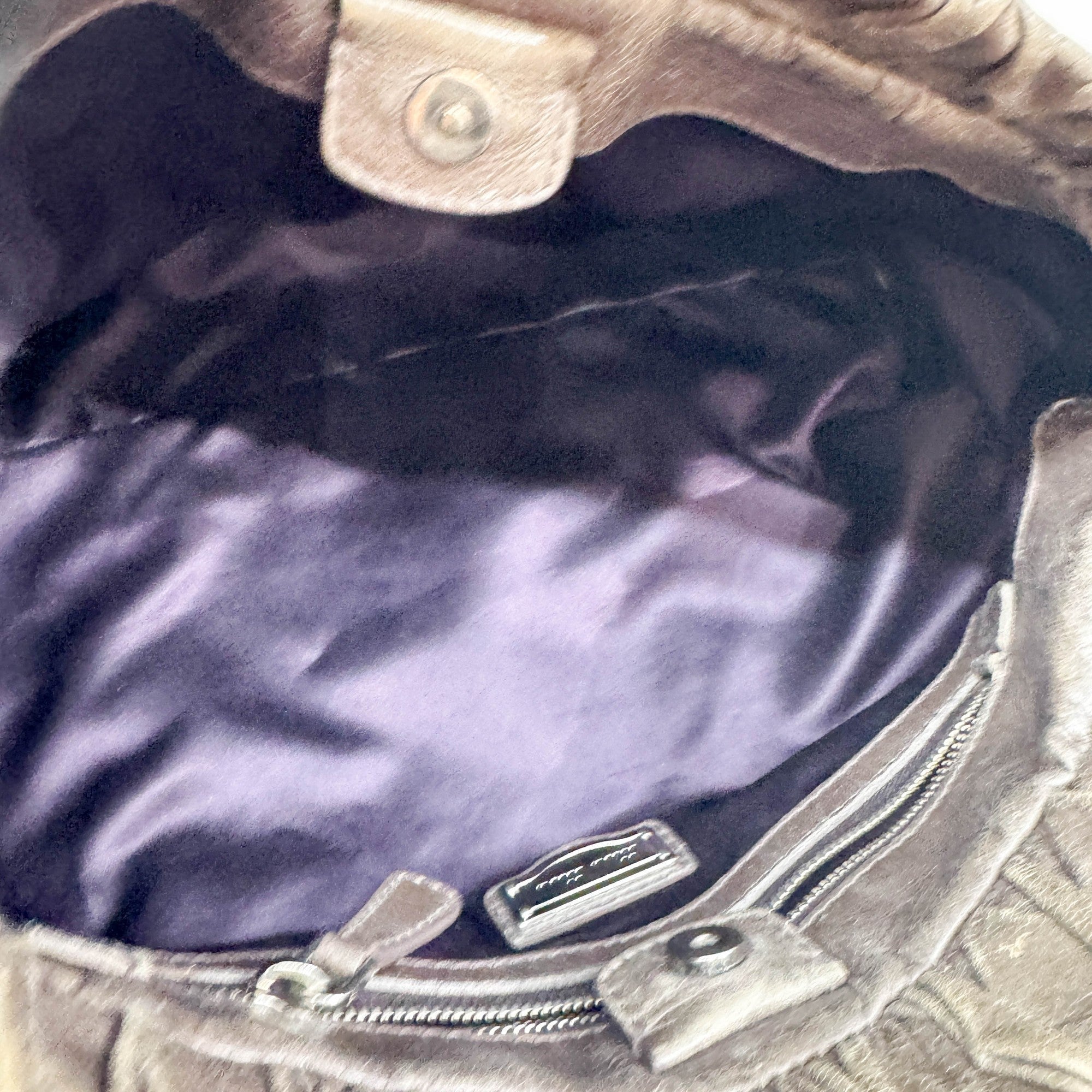 Vitello Gray Leather Two Way Bag