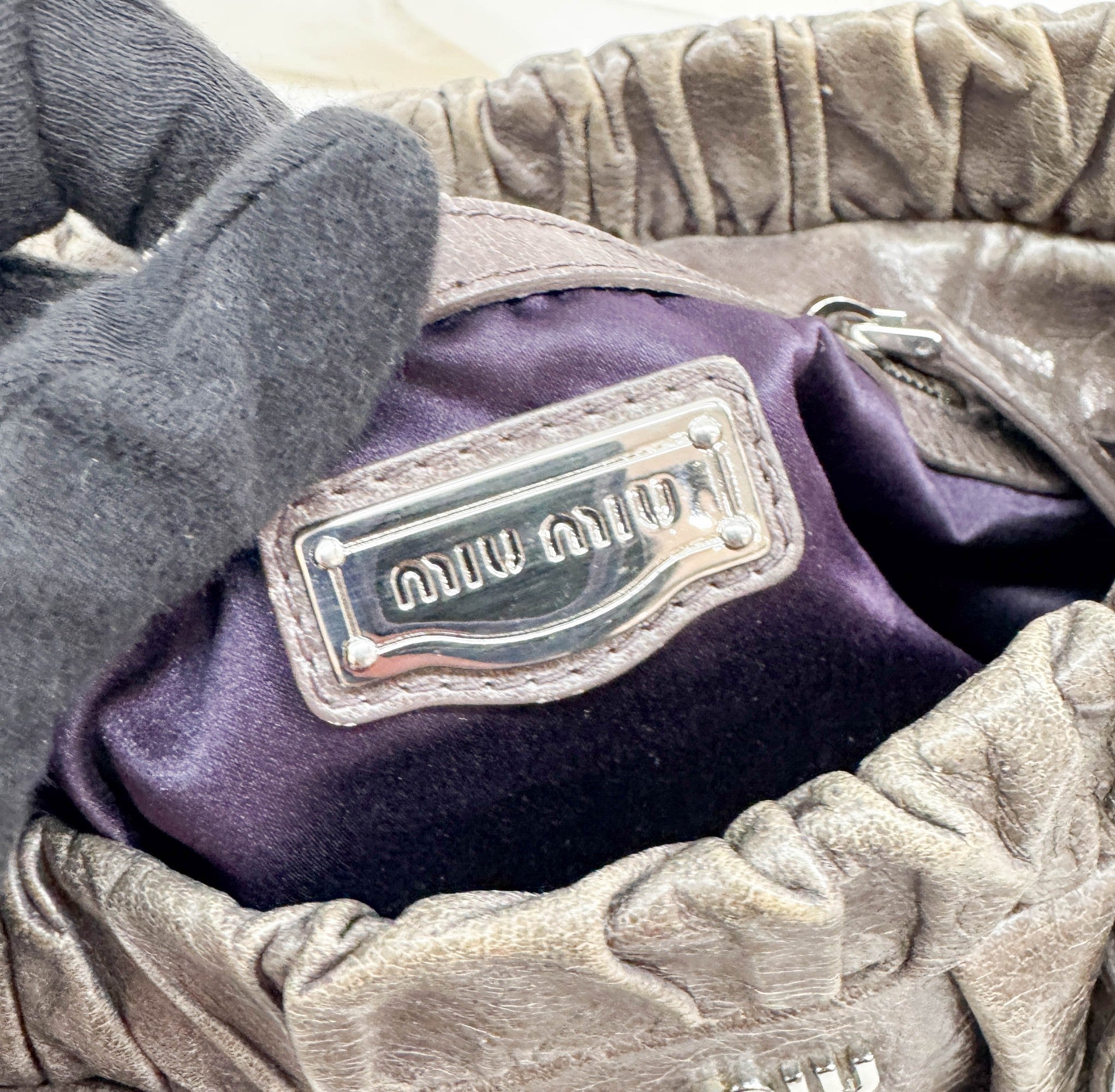 Vitello Gray Leather Two Way Bag