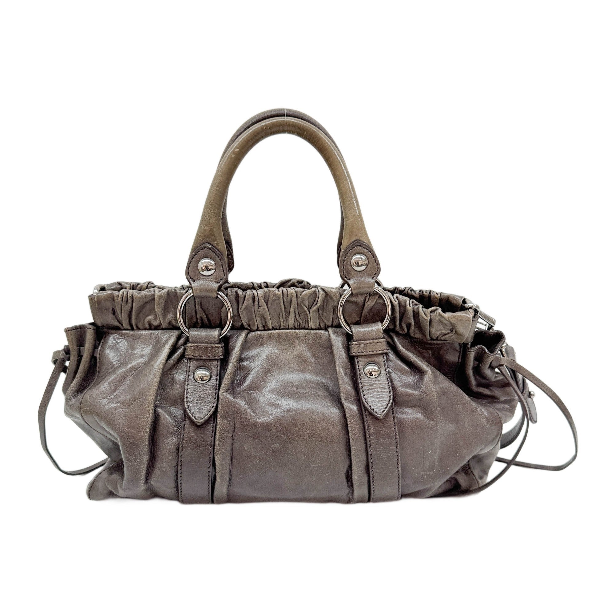 Vitello Gray Leather Two Way Bag