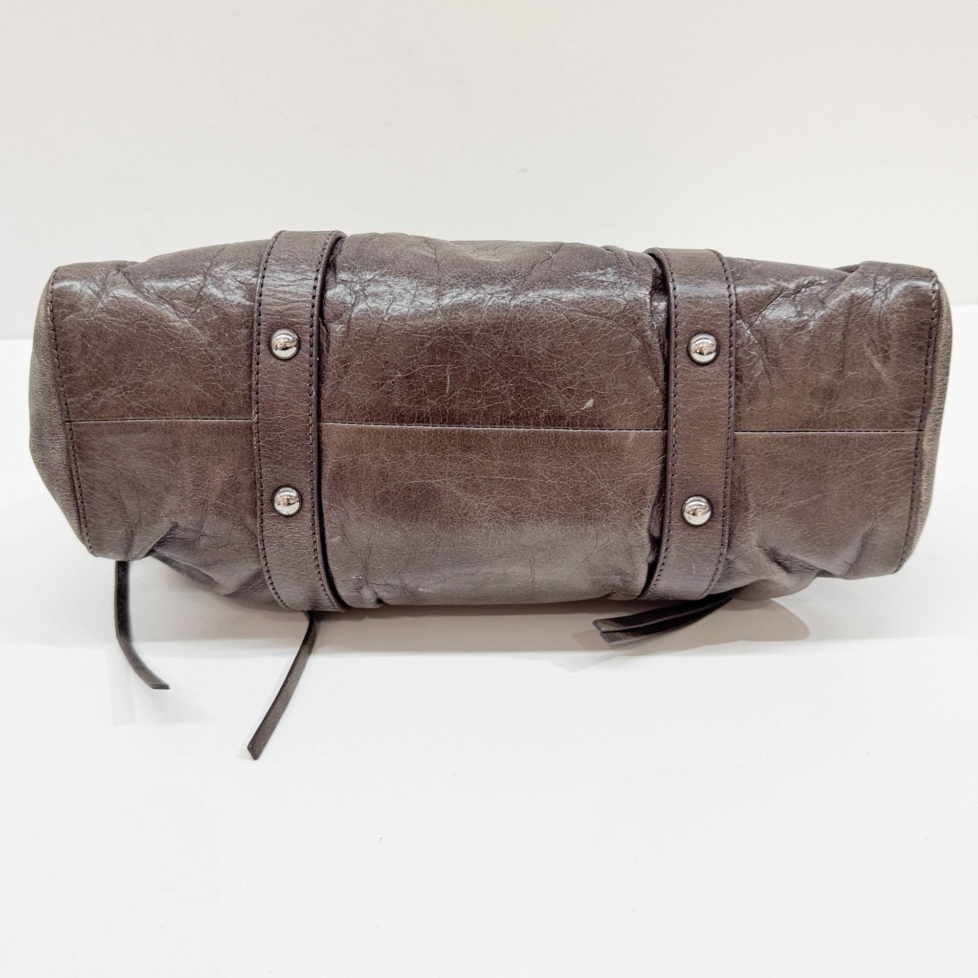 Vitello Gray Leather Two Way Bag