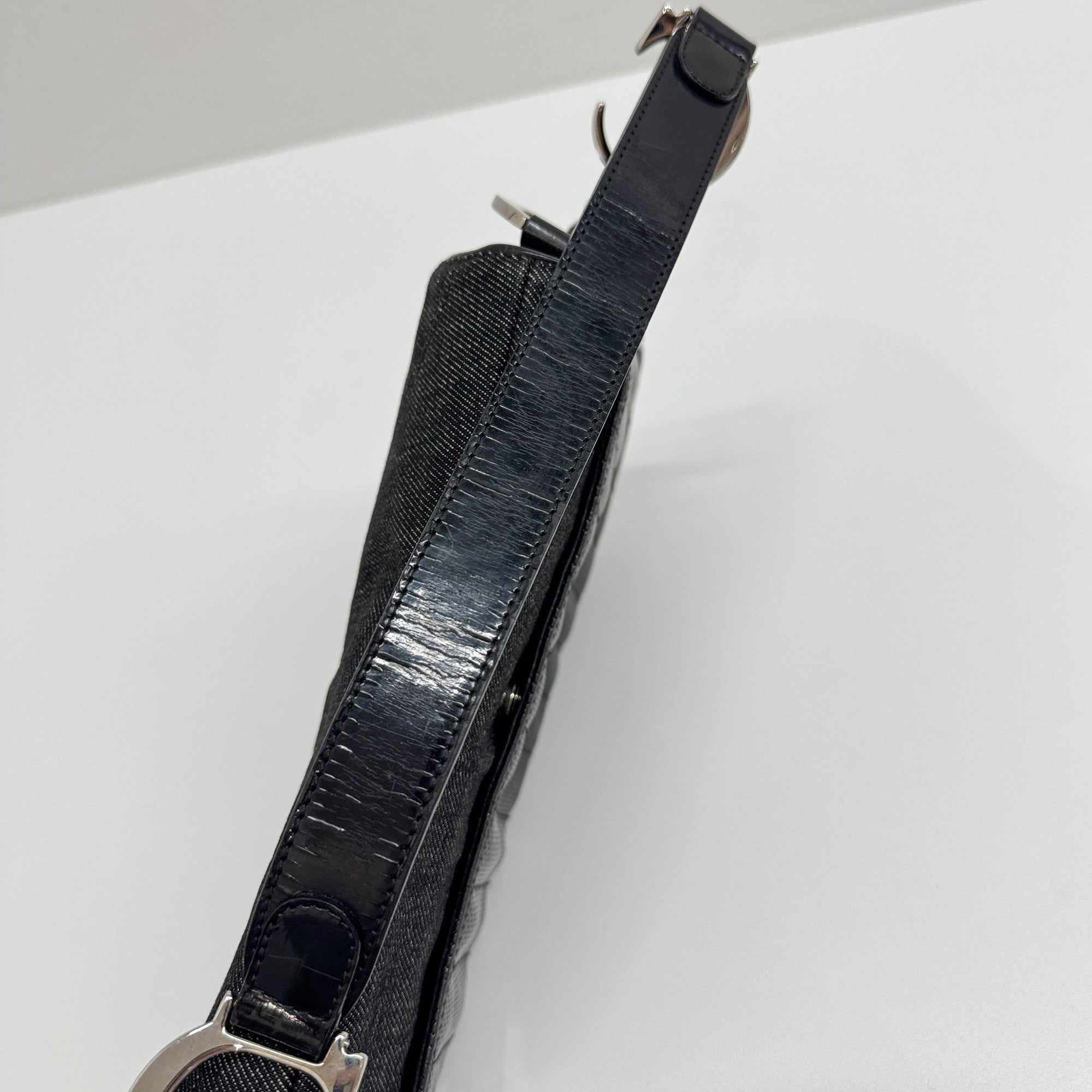 Saddle Cadillac Black Cotton & Leather Shoulder Bag