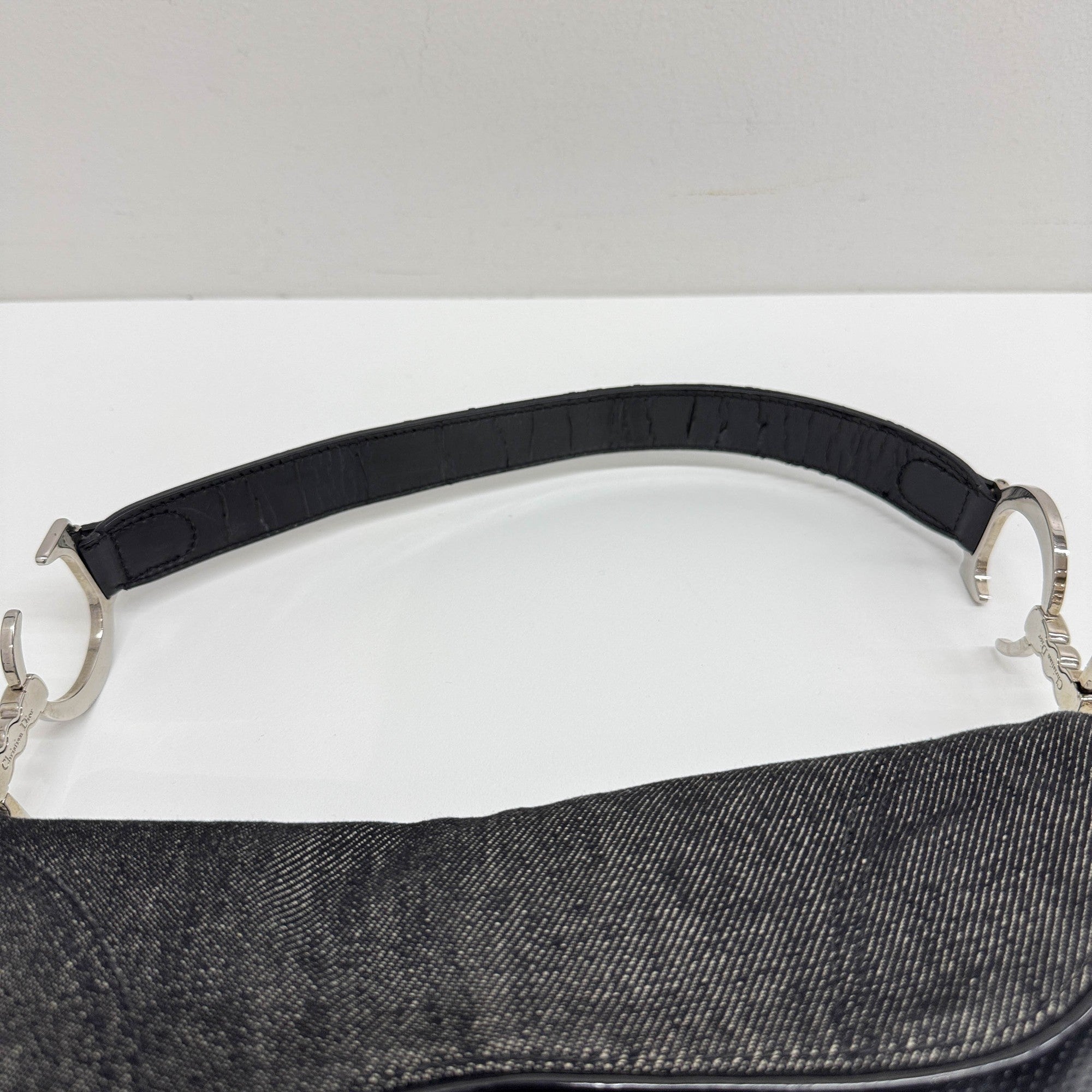 Saddle Cadillac Black Cotton & Leather Shoulder Bag