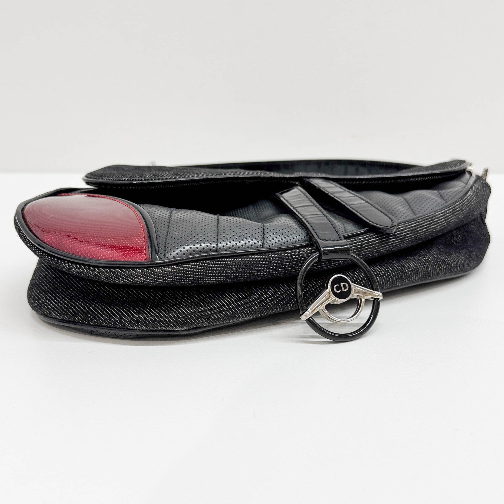 Saddle Cadillac Black Cotton & Leather Shoulder Bag