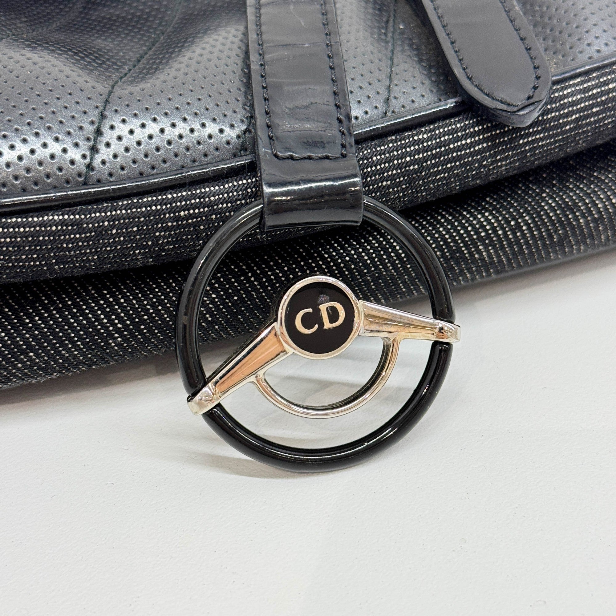 Saddle Cadillac Black Cotton & Leather Shoulder Bag