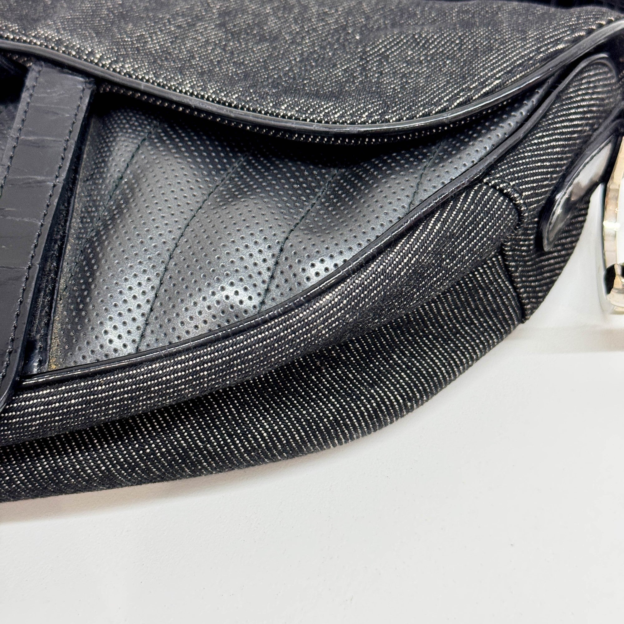 Saddle Cadillac Black Cotton & Leather Shoulder Bag