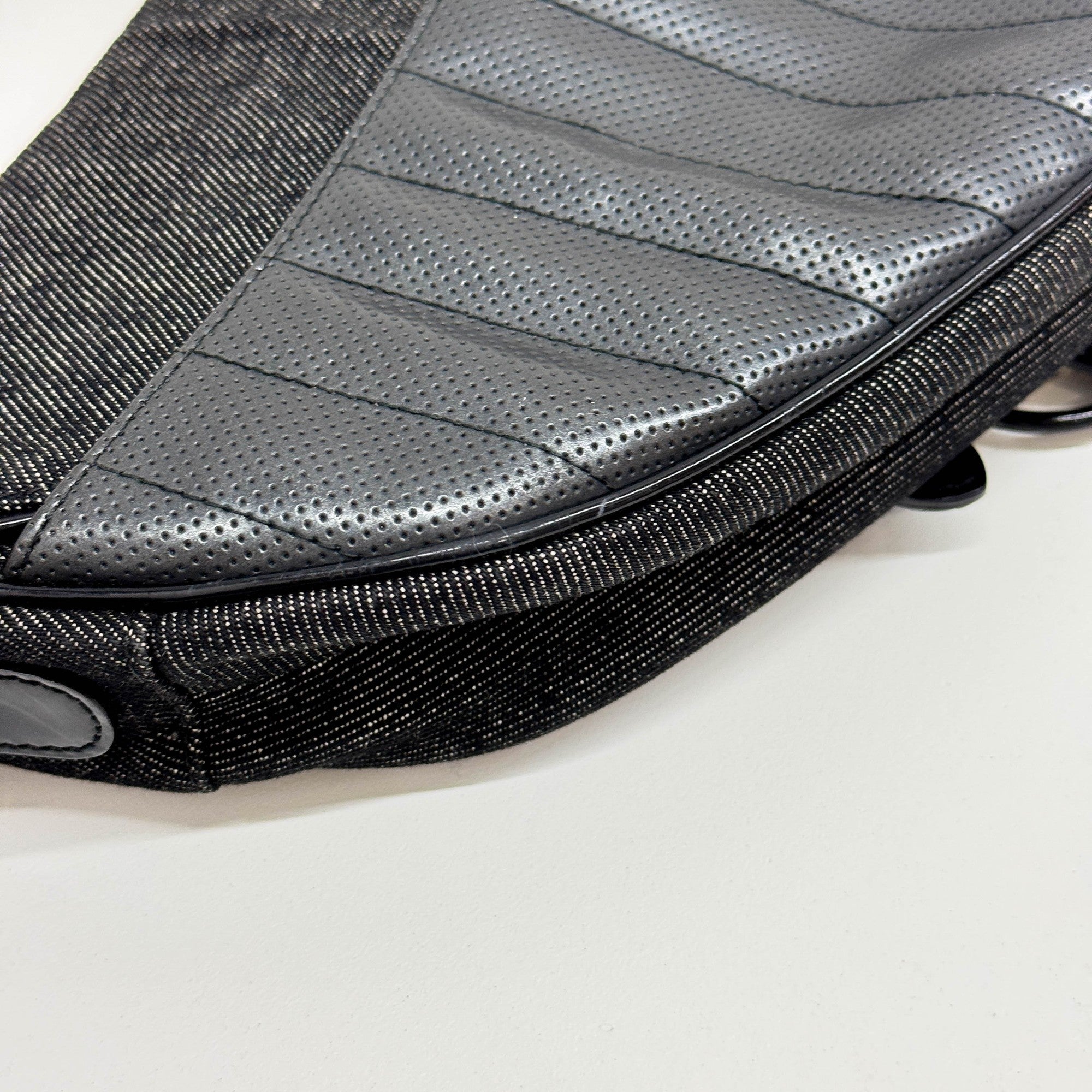 Saddle Cadillac Black Cotton & Leather Shoulder Bag