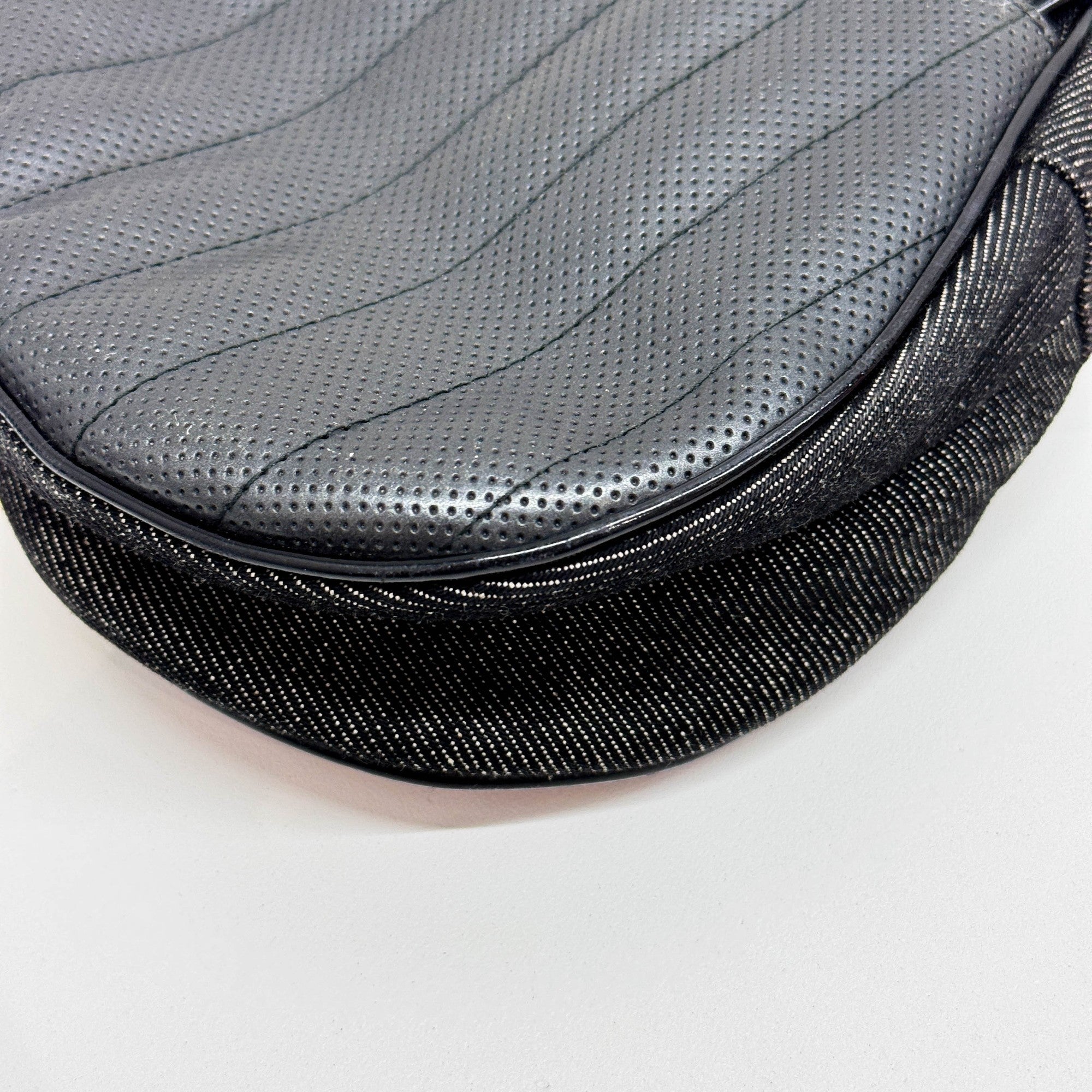 Saddle Cadillac Black Cotton & Leather Shoulder Bag