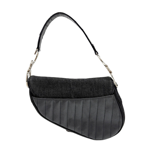 Saddle Cadillac Black Cotton & Leather Shoulder Bag