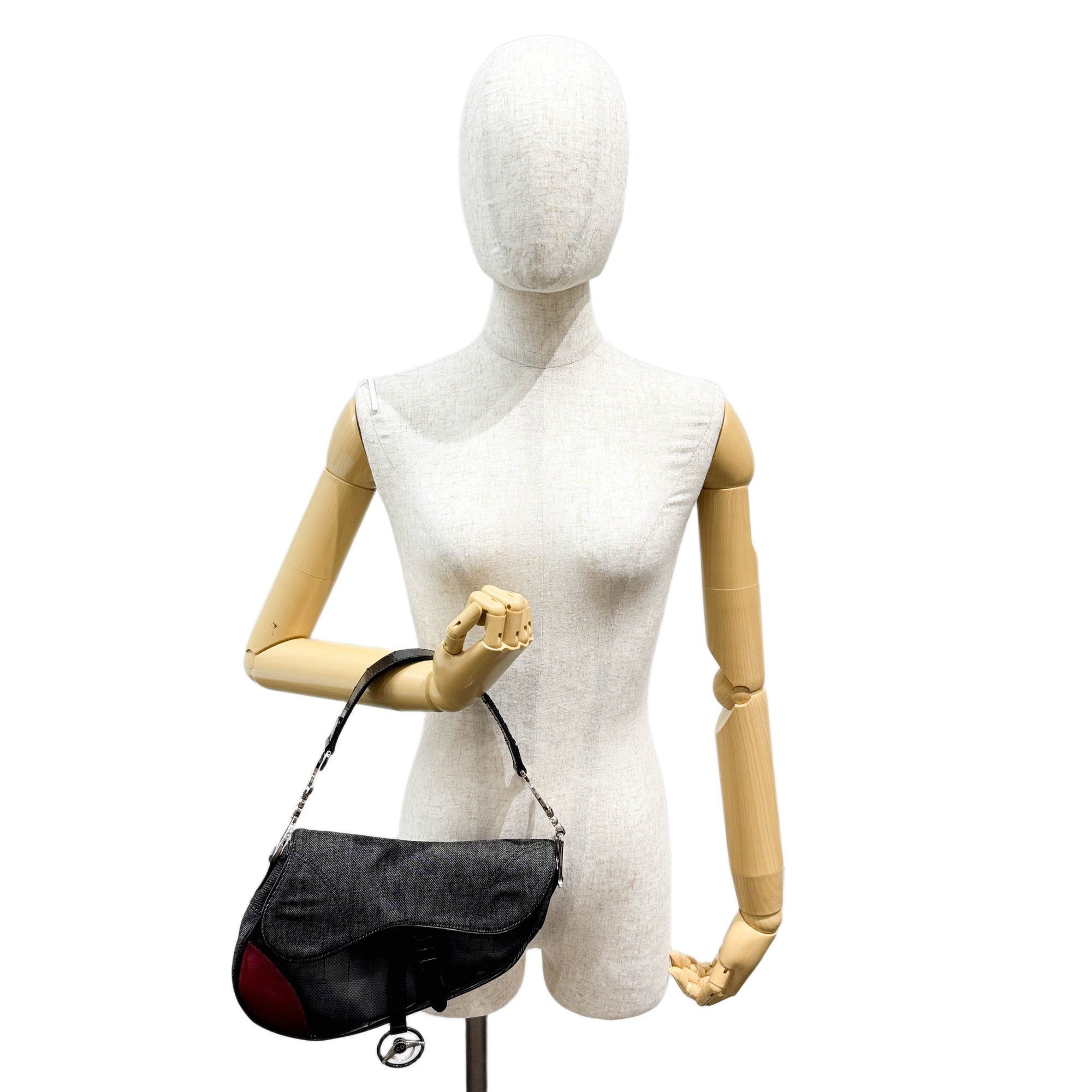 Saddle Cadillac Black Cotton & Leather Shoulder Bag