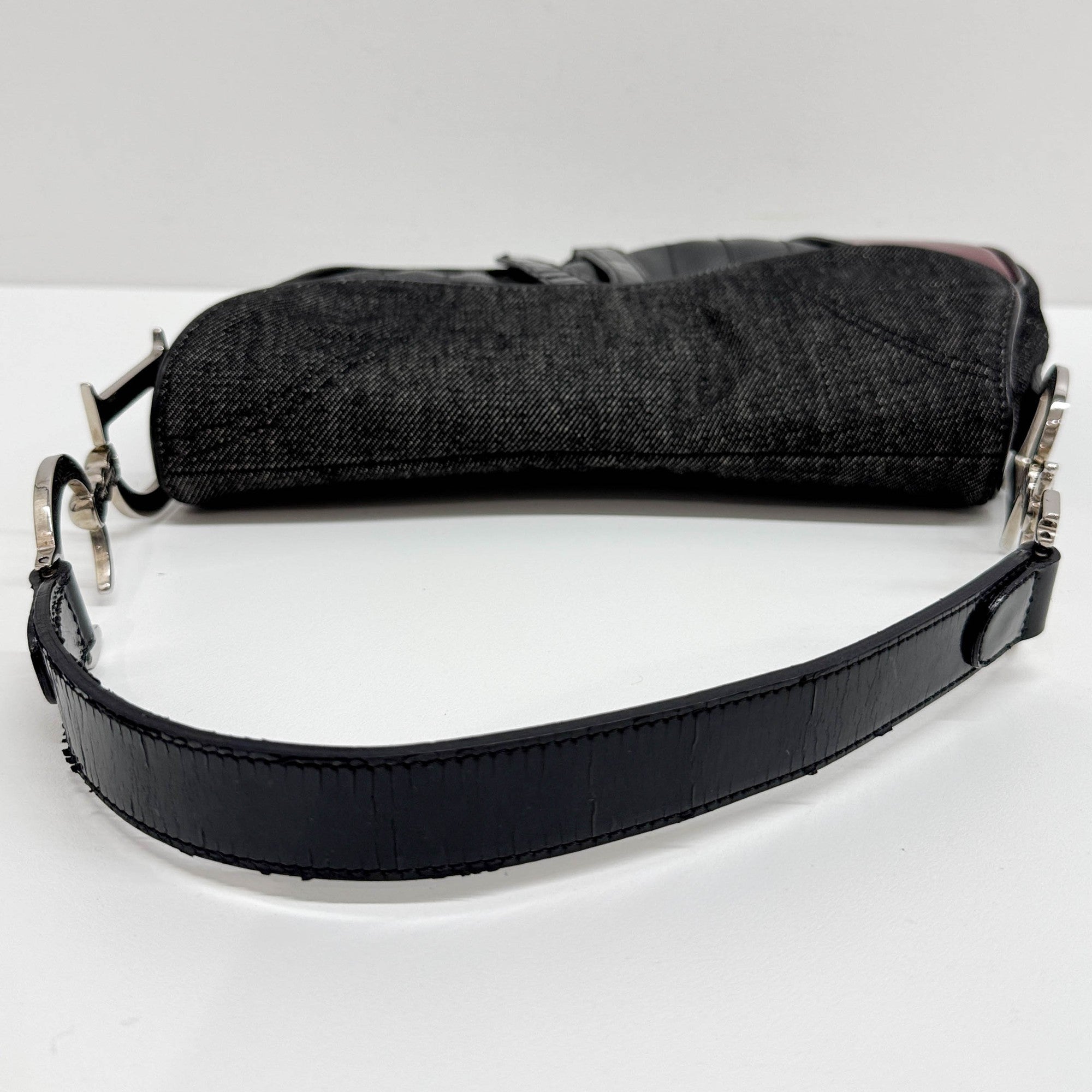 Saddle Cadillac Black Cotton & Leather Shoulder Bag