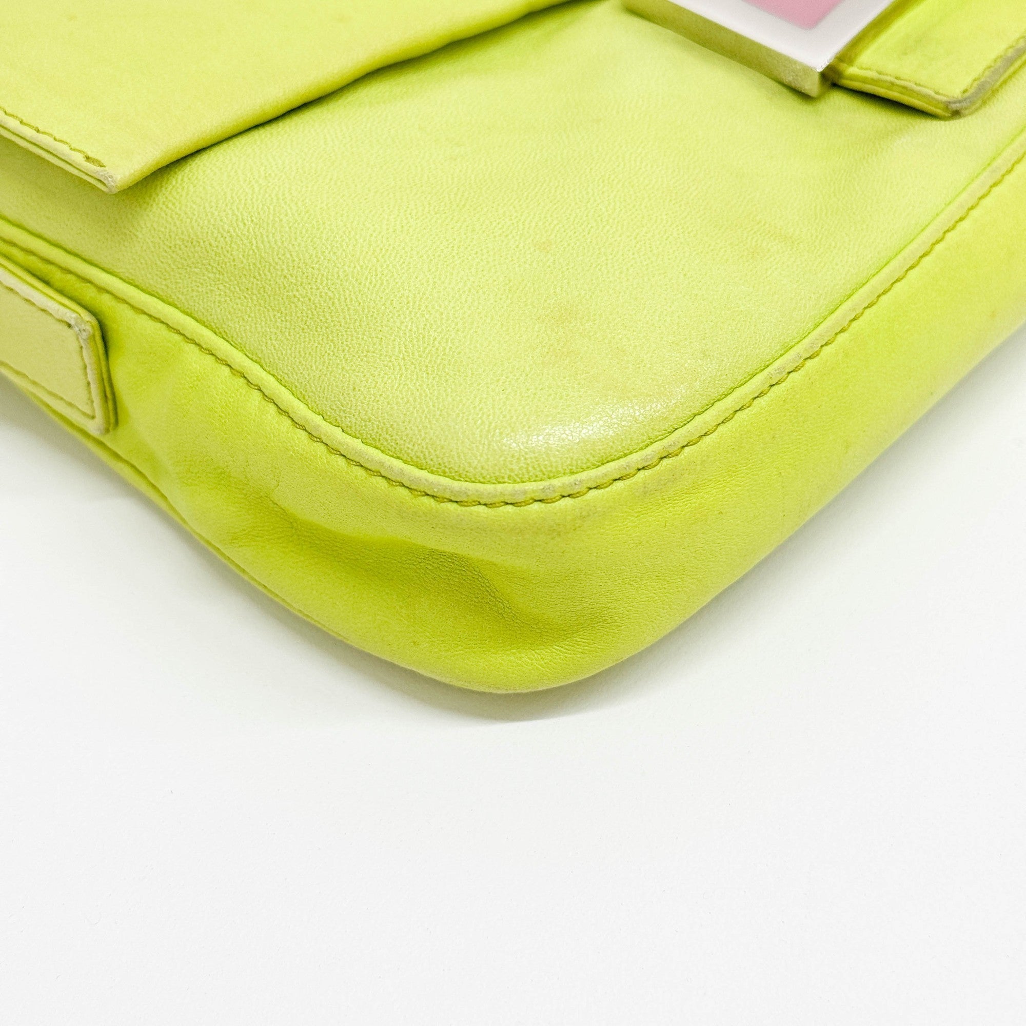 Baguette Green Nappa Leather Shoulder Bag