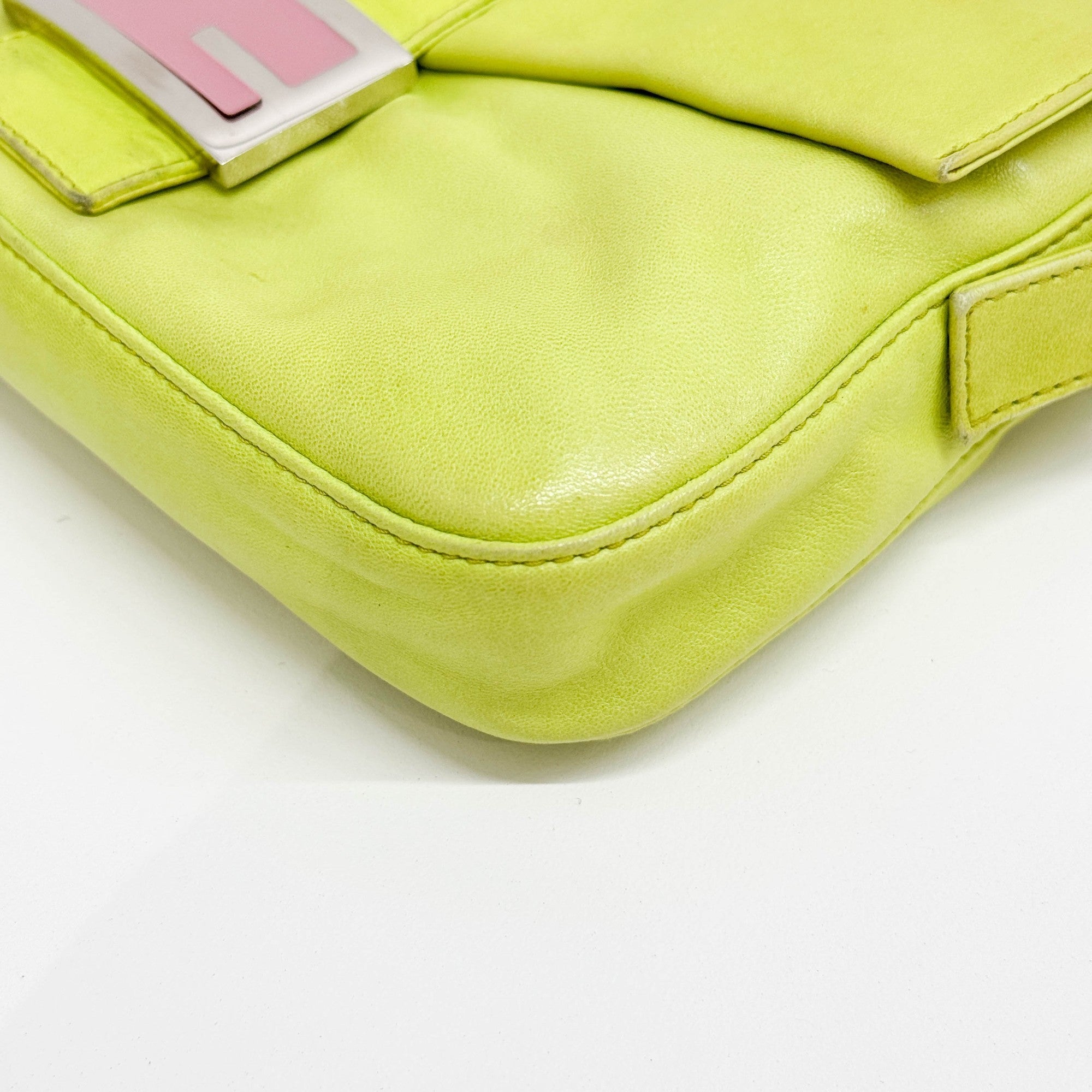Baguette Green Nappa Leather Shoulder Bag