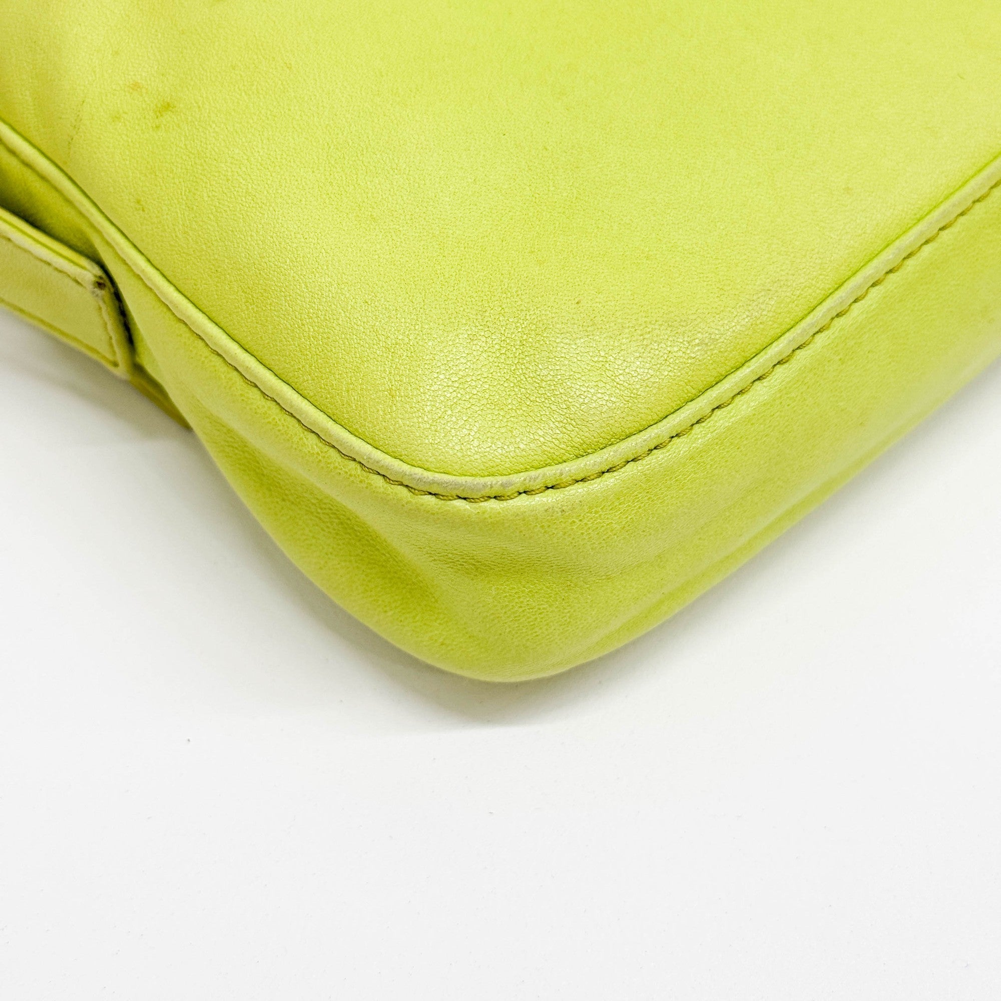 Baguette Green Nappa Leather Shoulder Bag