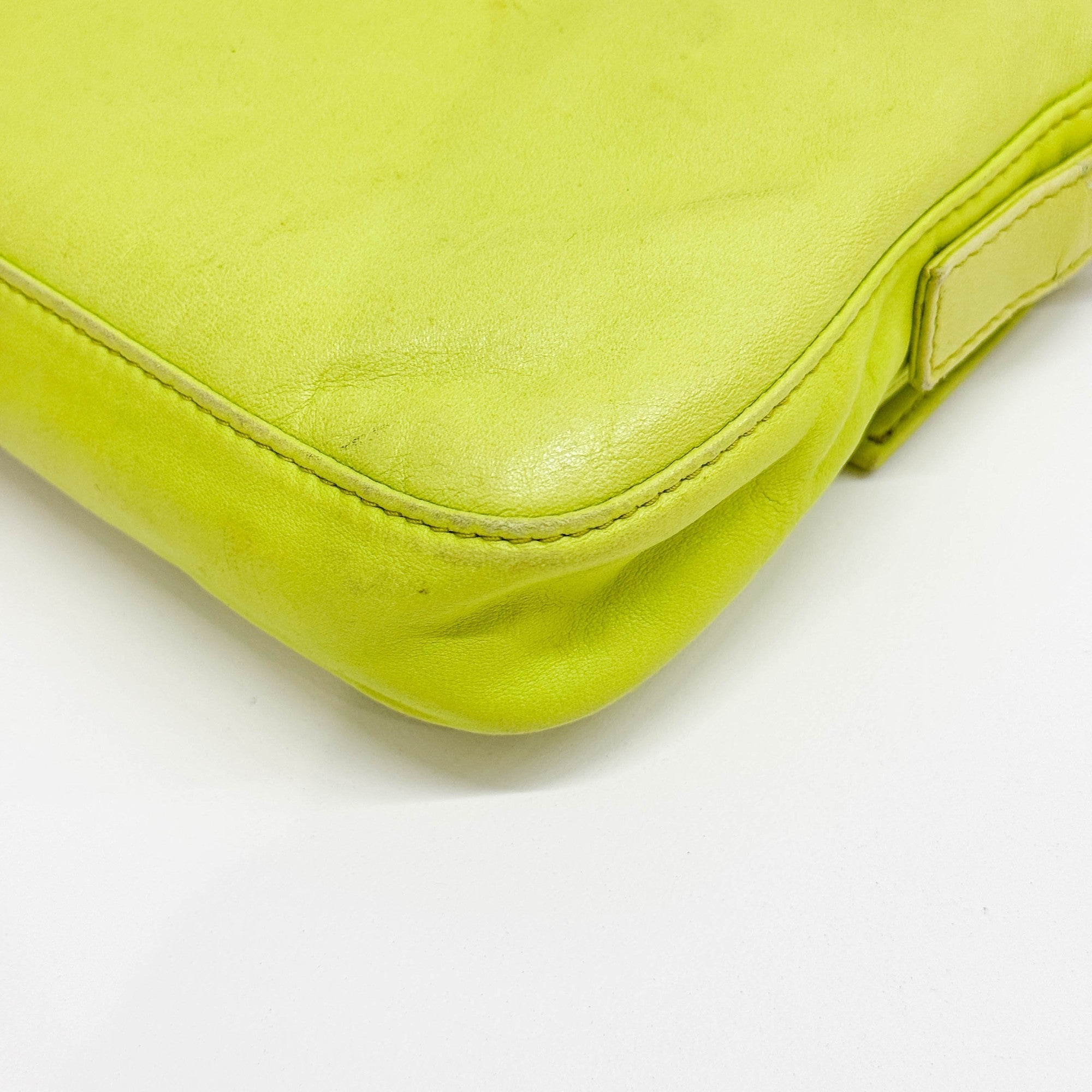 Baguette Green Nappa Leather Shoulder Bag