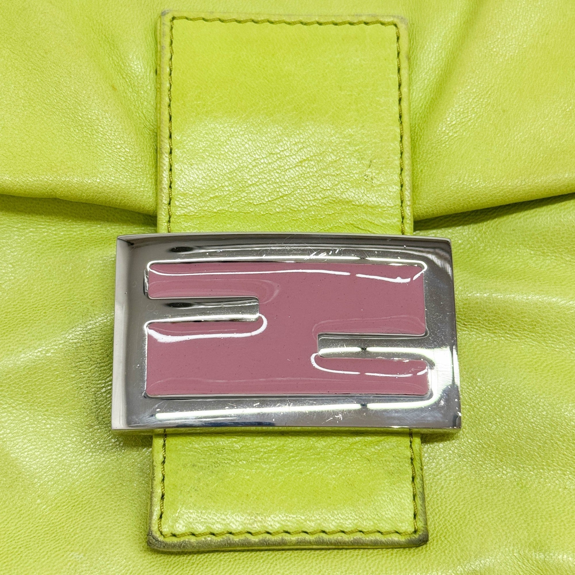 Baguette Green Nappa Leather Shoulder Bag