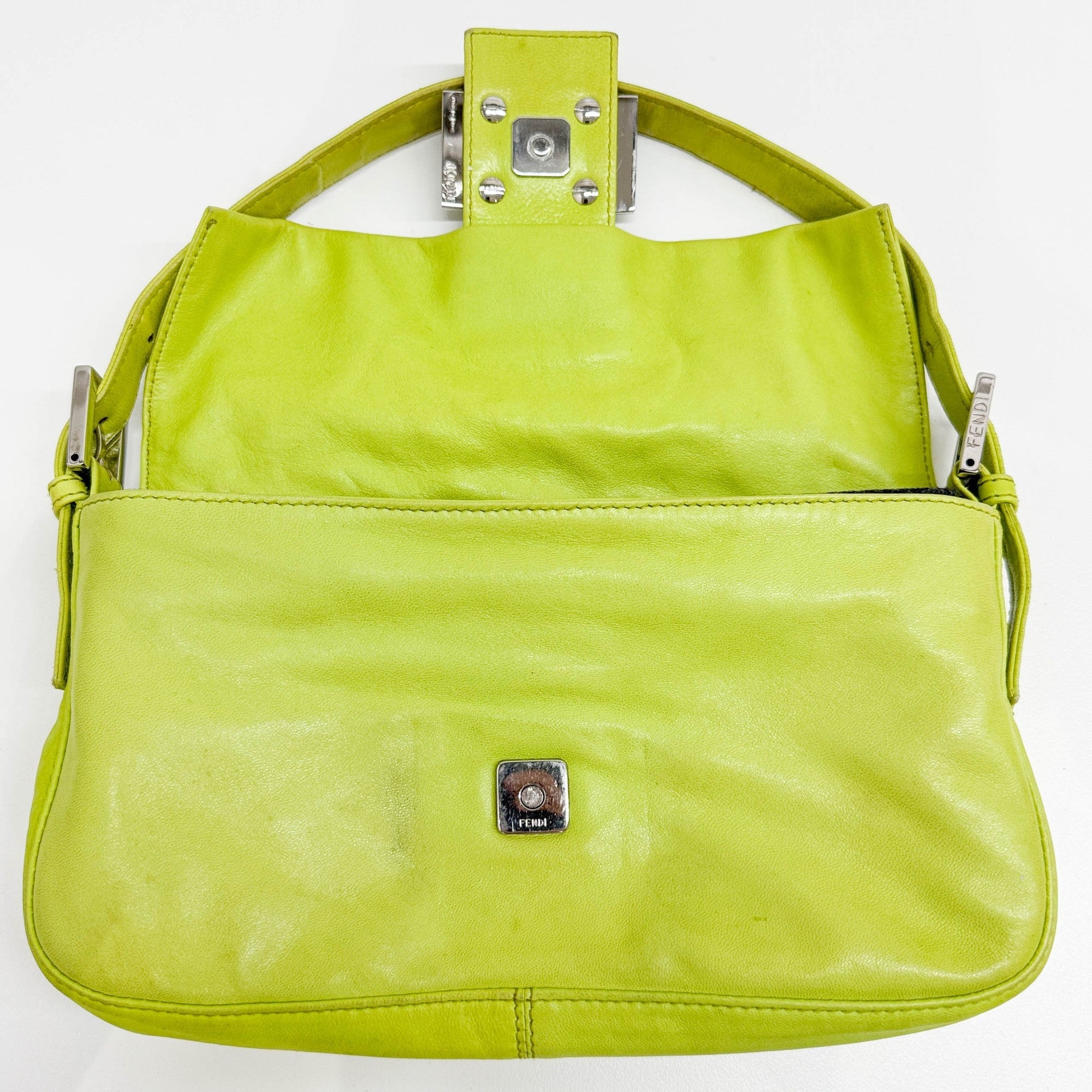 Baguette Green Nappa Leather Shoulder Bag