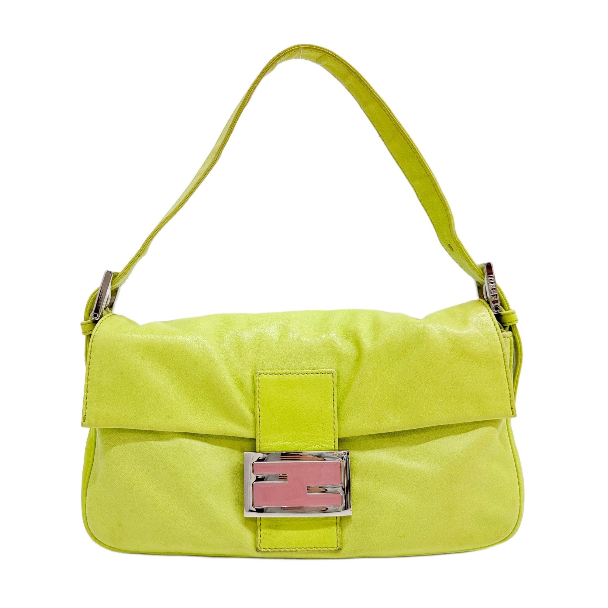 Baguette Green Nappa Leather Shoulder Bag