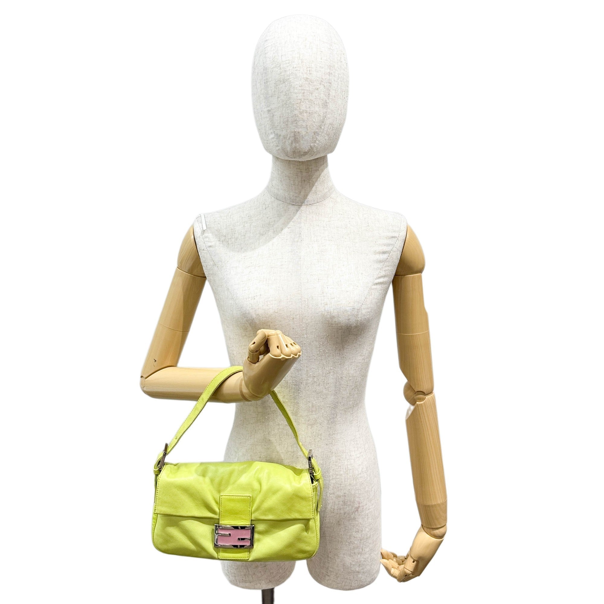 Baguette Green Nappa Leather Shoulder Bag