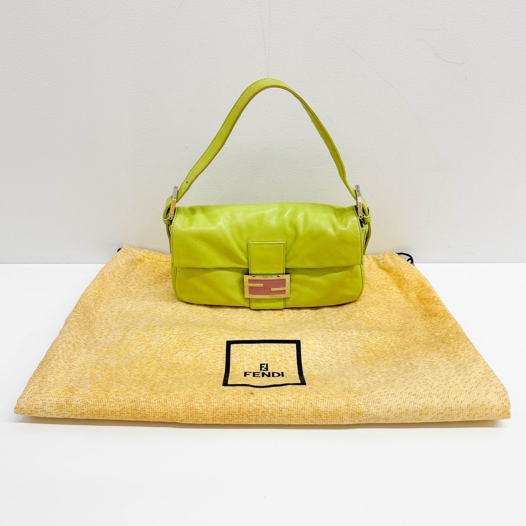 Baguette Green Nappa Leather Shoulder Bag