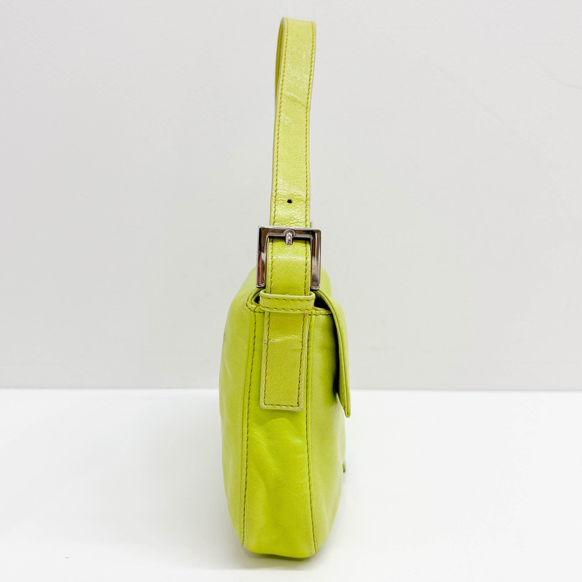 Baguette Green Nappa Leather Shoulder Bag