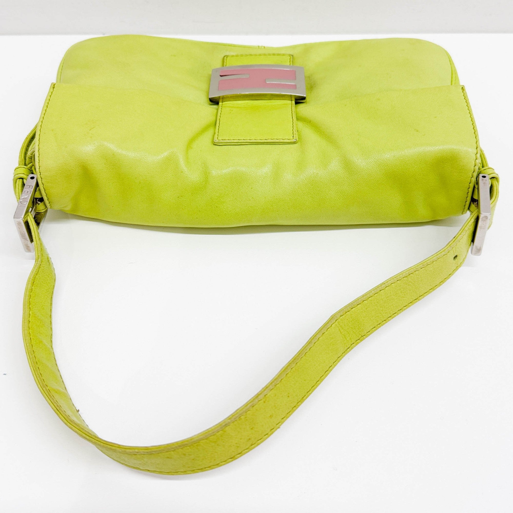 Baguette Green Nappa Leather Shoulder Bag