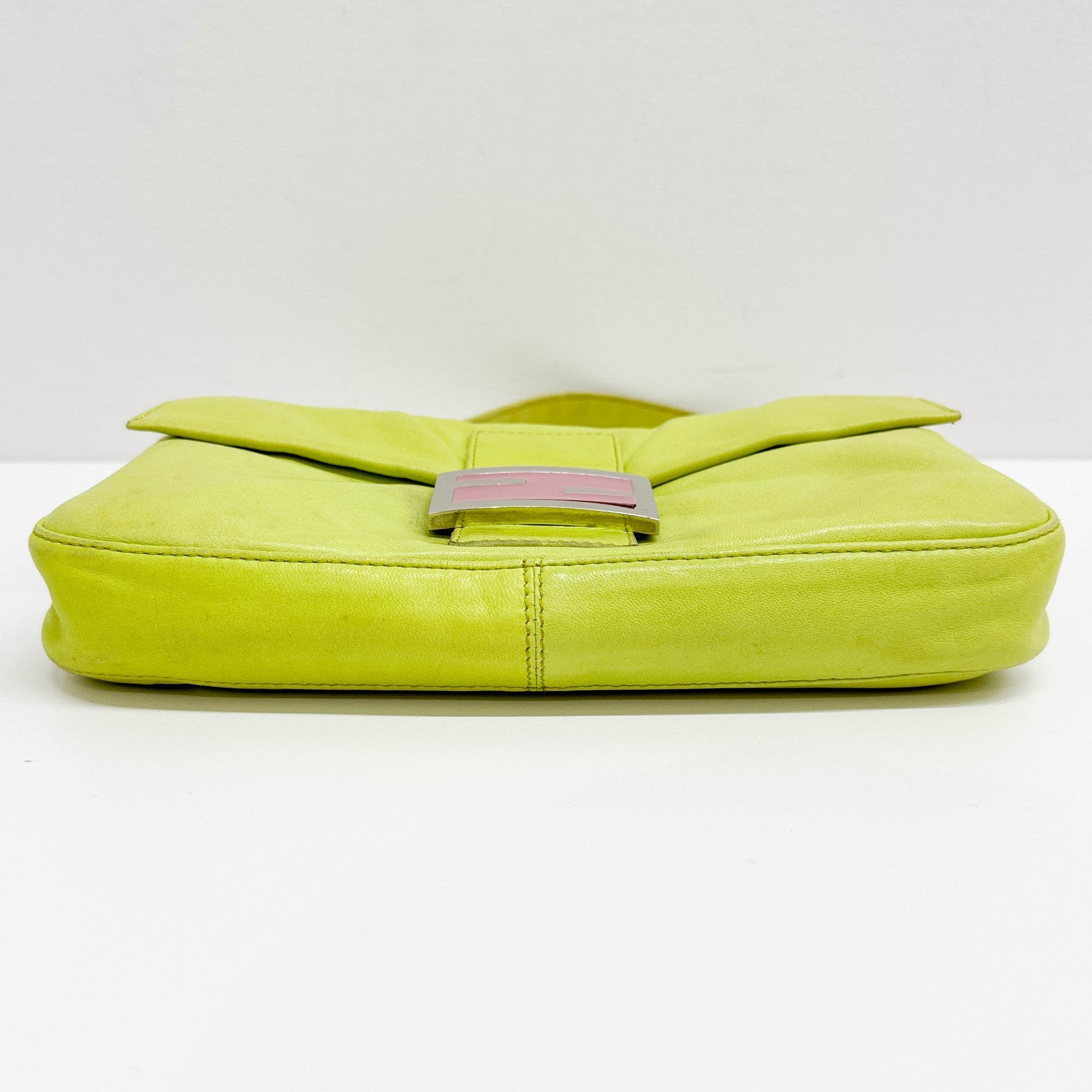 Baguette Green Nappa Leather Shoulder Bag