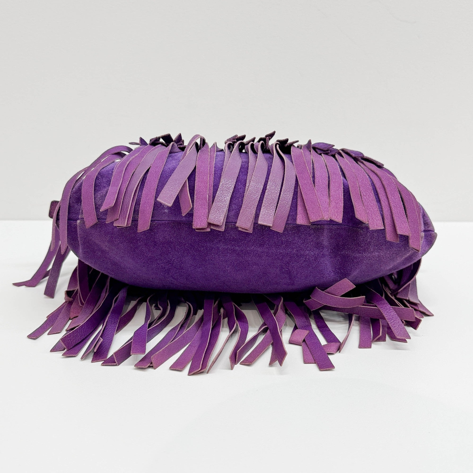 La Boheme Fringe Violet Suede Shoulder Bag