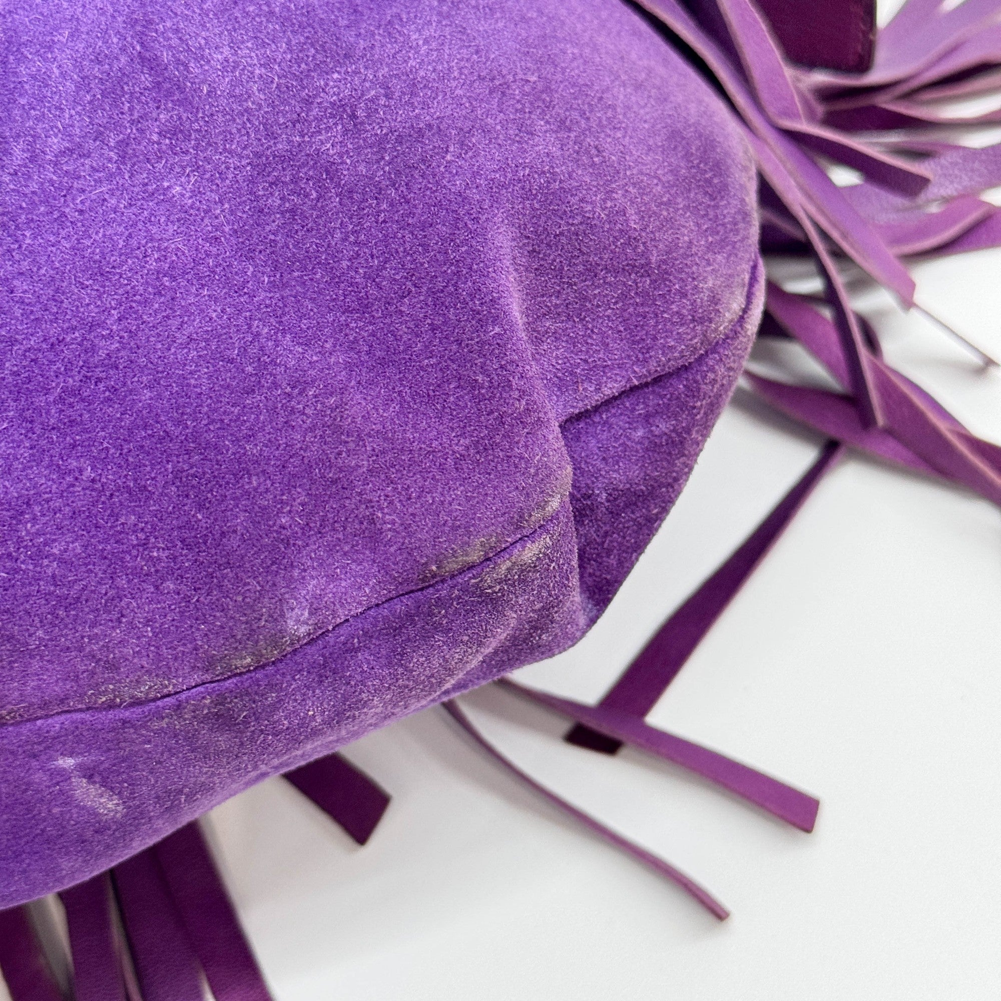 La Boheme Fringe Violet Suede Shoulder Bag