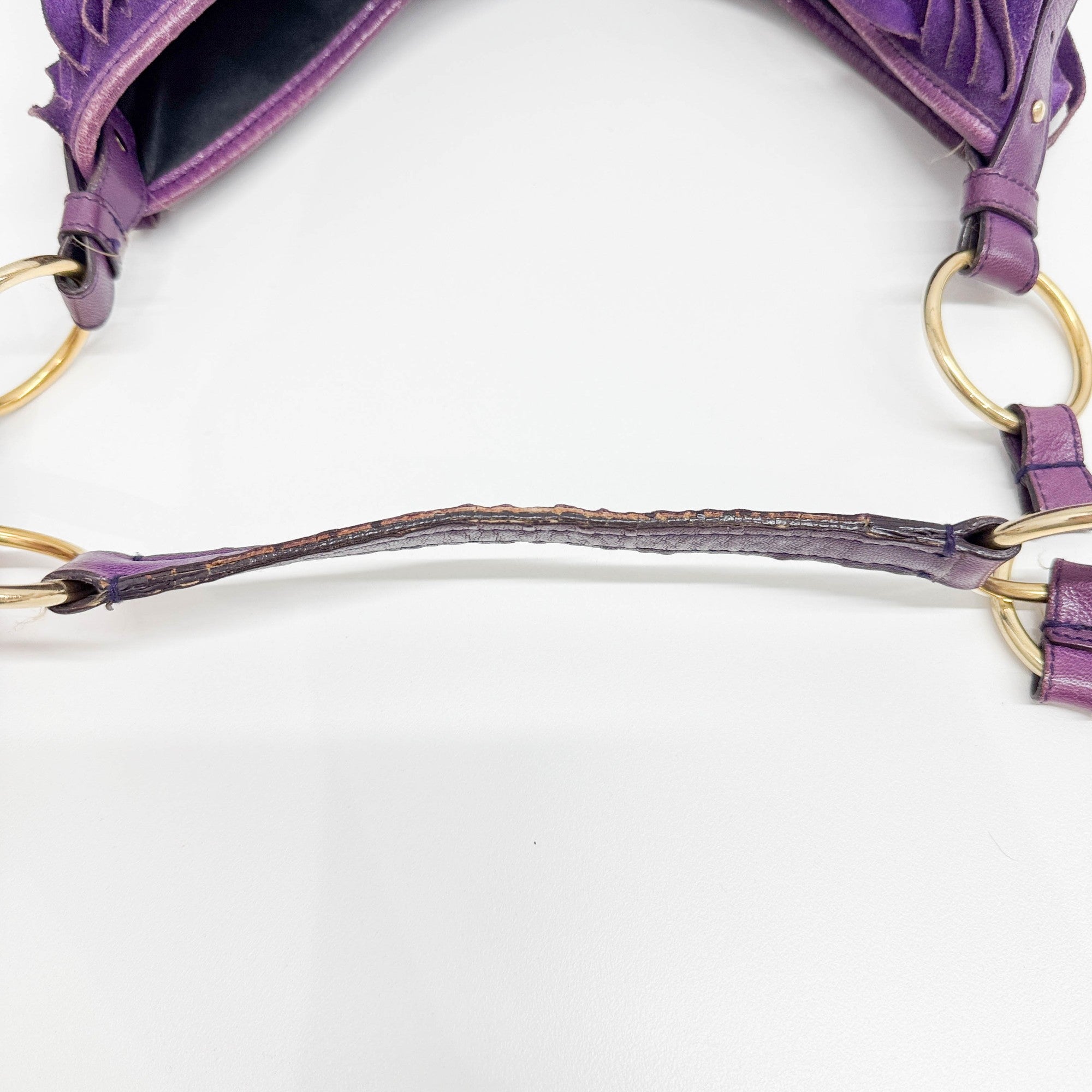La Boheme Fringe Violet Suede Shoulder Bag