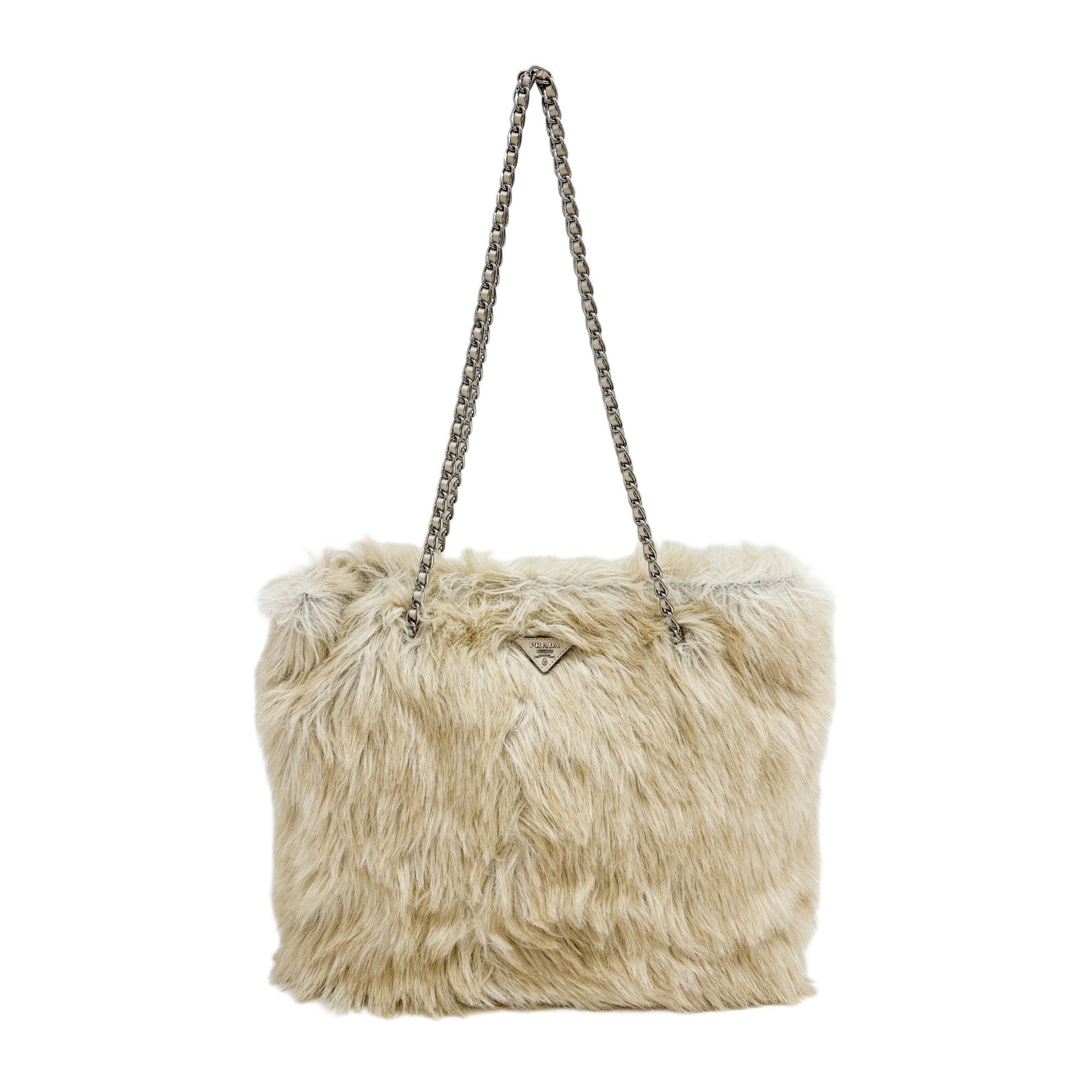 Beige Fur Tote Bag