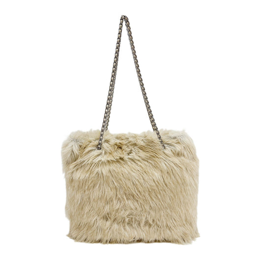Beige Fur Tote Bag