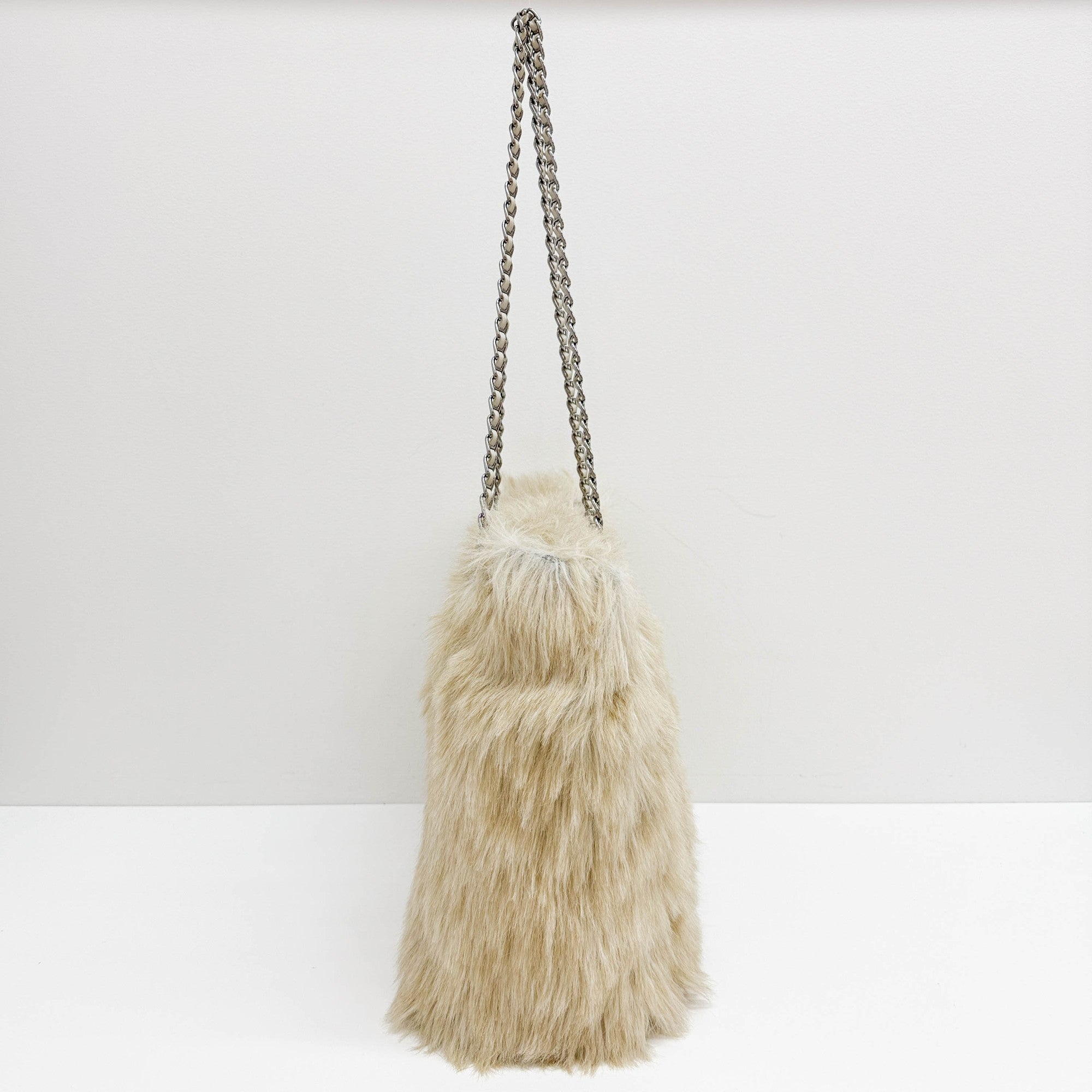 Beige Fur Tote Bag