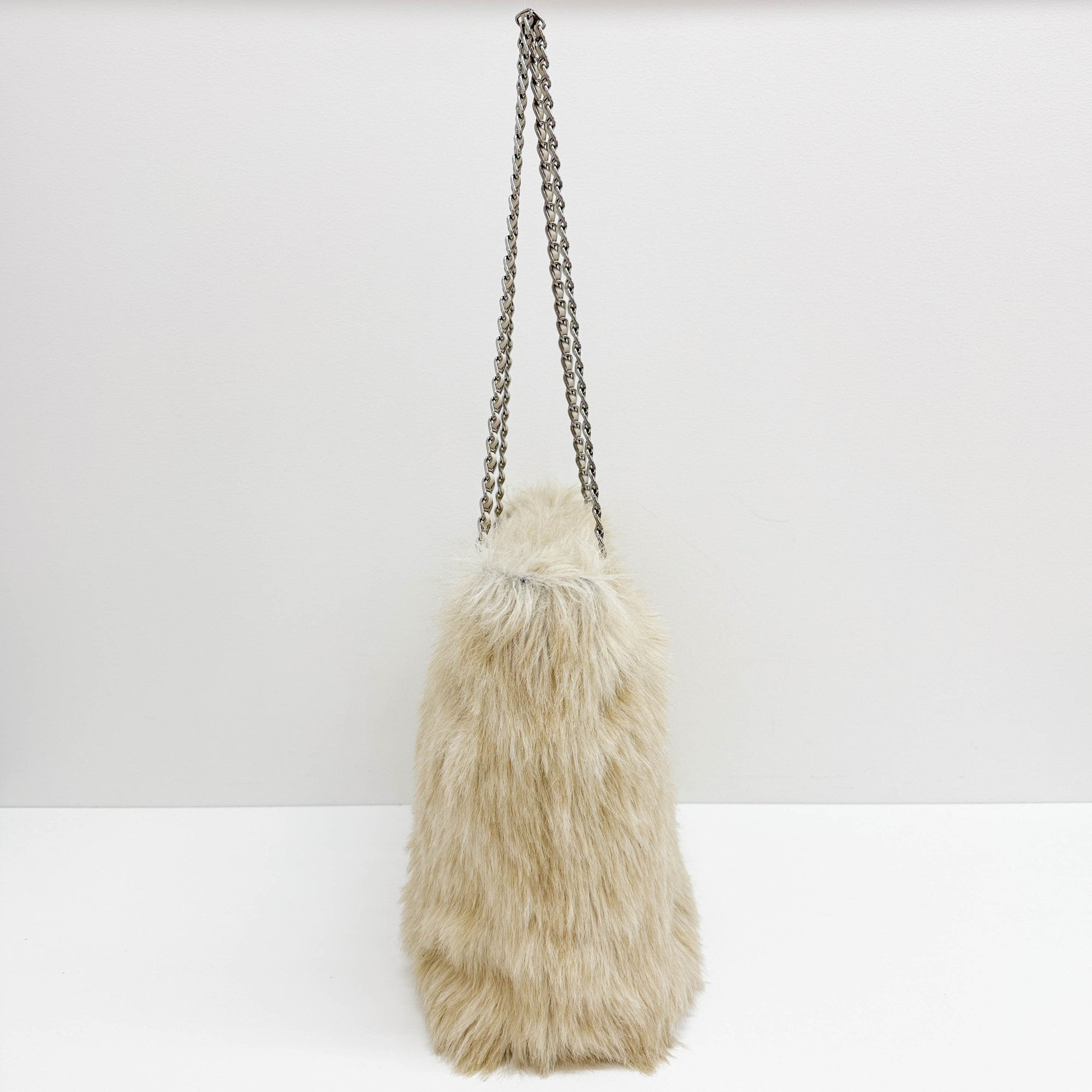 Beige Fur Tote Bag
