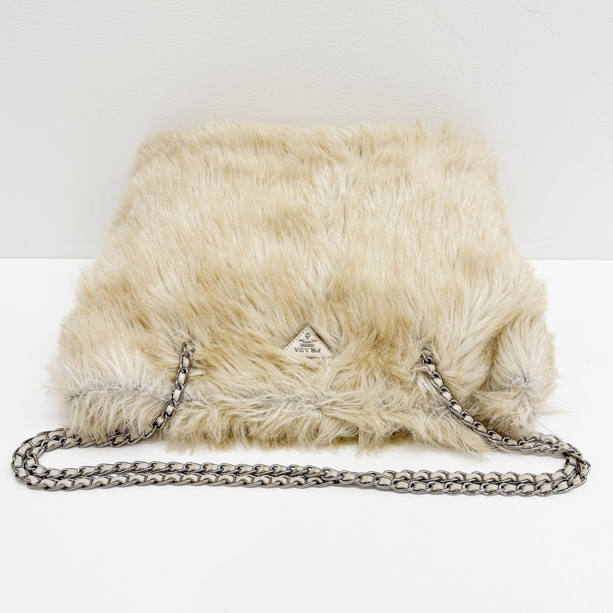 Beige Fur Tote Bag