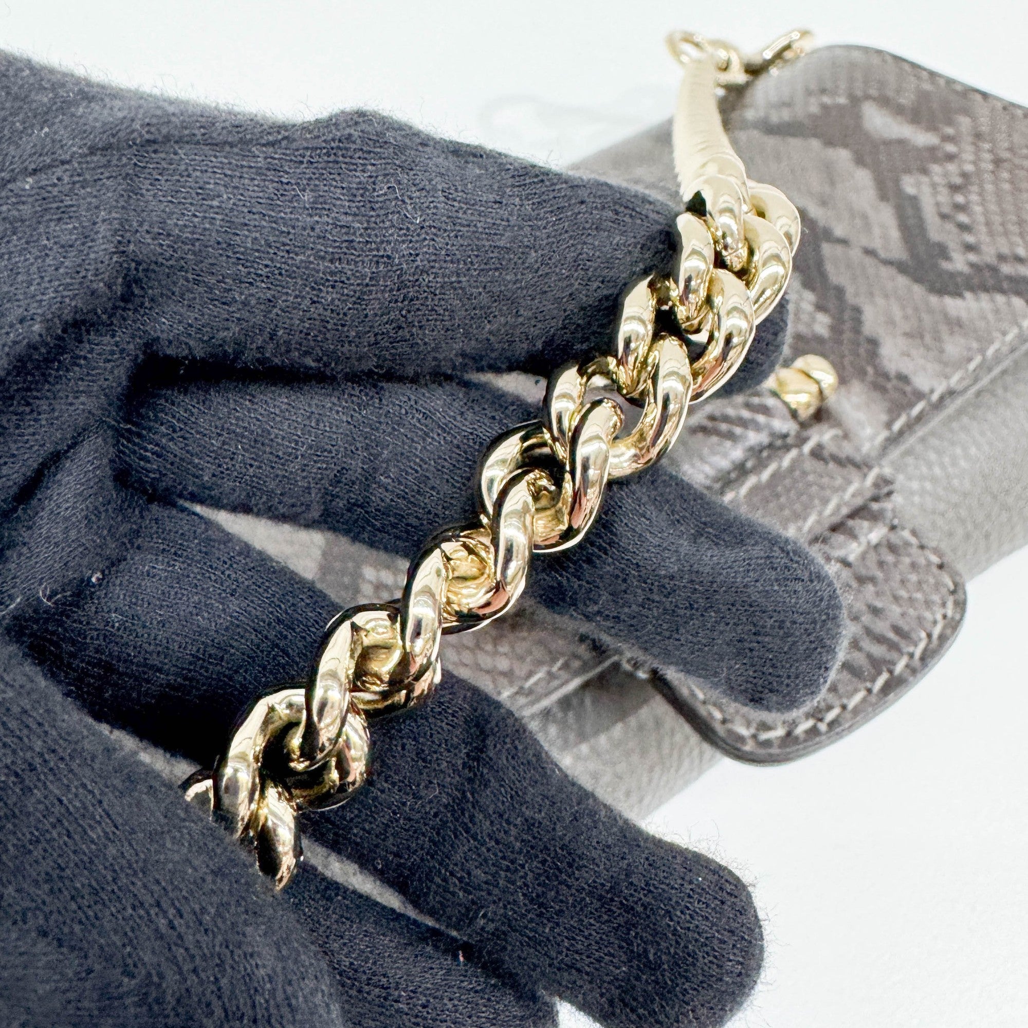 Stirrup Gray Python Embossed Leather Shoulder Bag