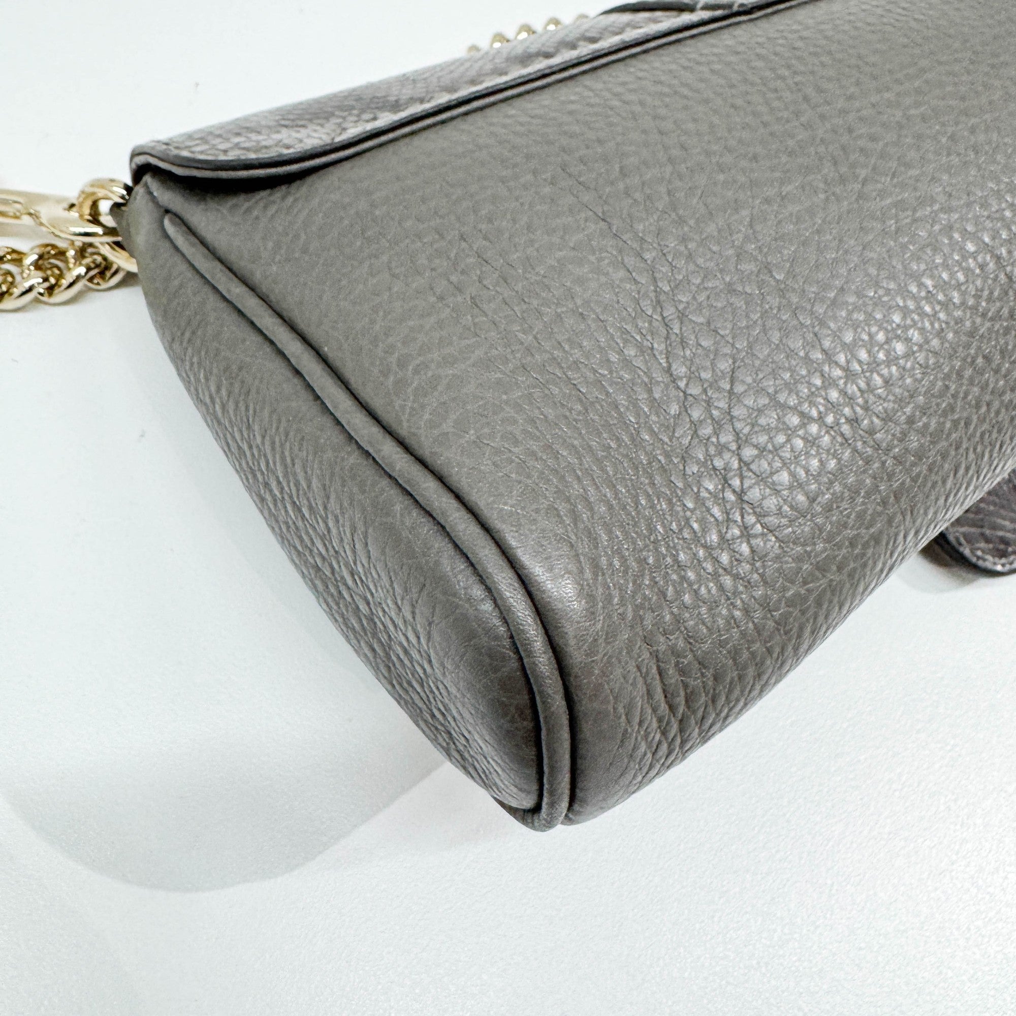 Stirrup Gray Python Embossed Leather Shoulder Bag