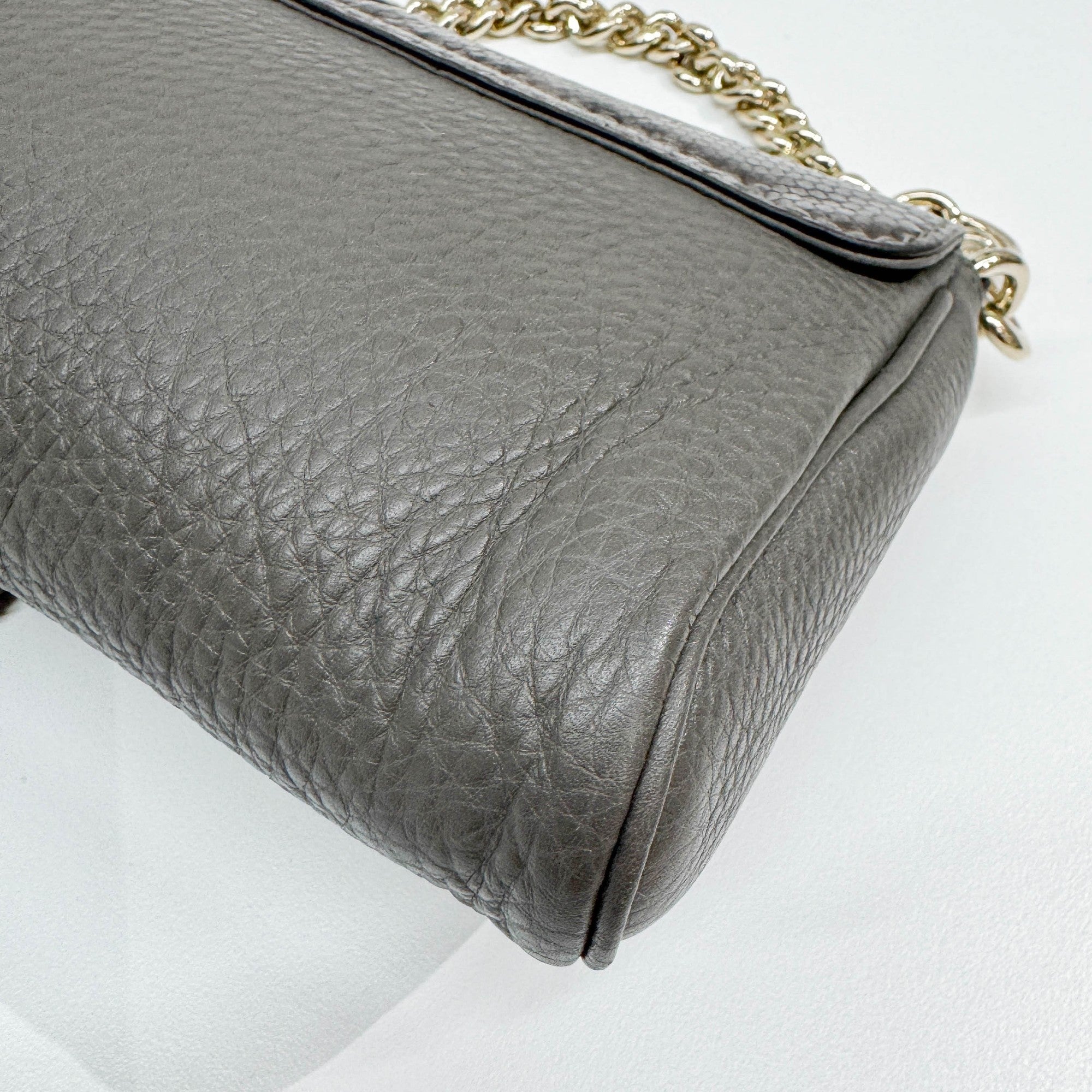 Stirrup Gray Python Embossed Leather Shoulder Bag