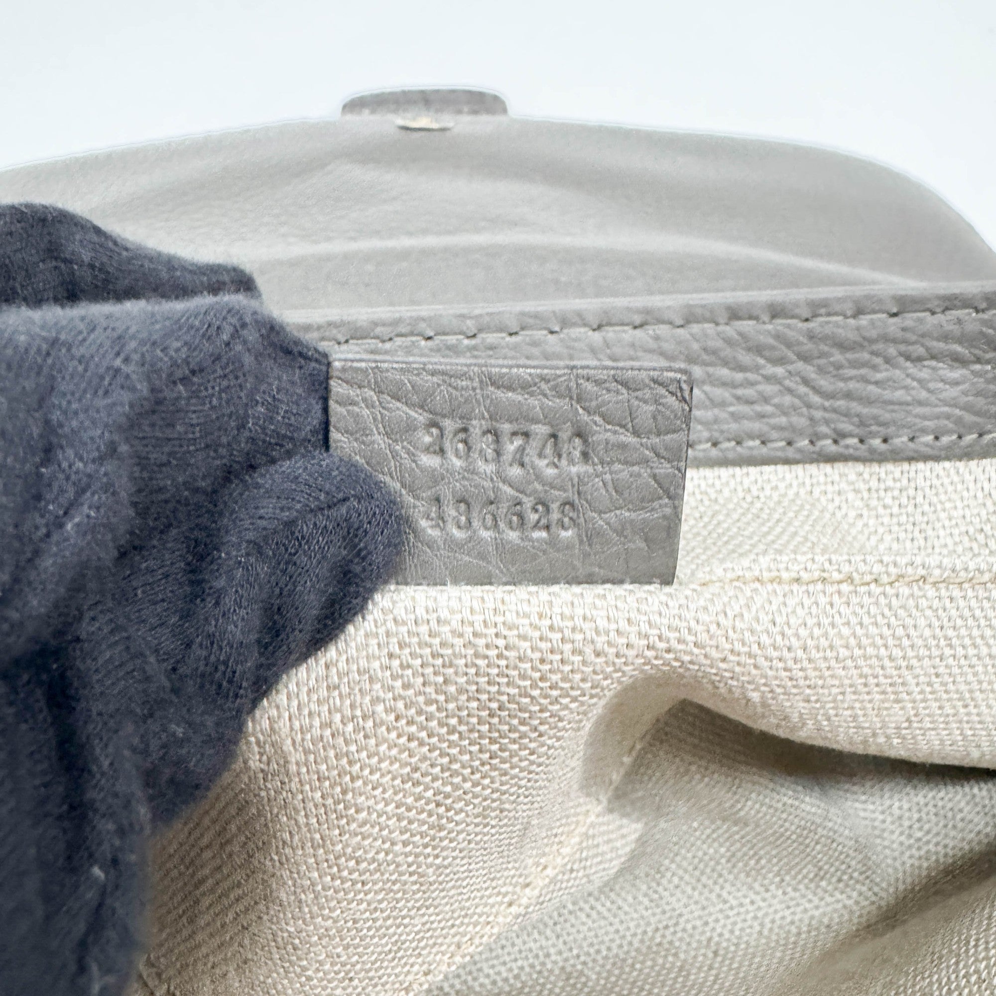 Stirrup Gray Python Embossed Leather Shoulder Bag