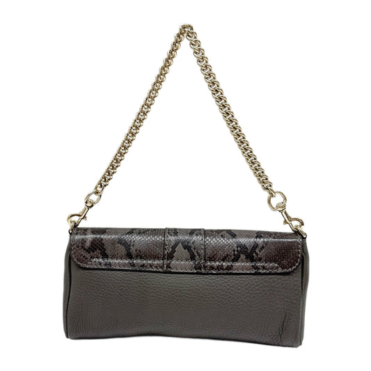 Stirrup Gray Python Embossed Leather Shoulder Bag