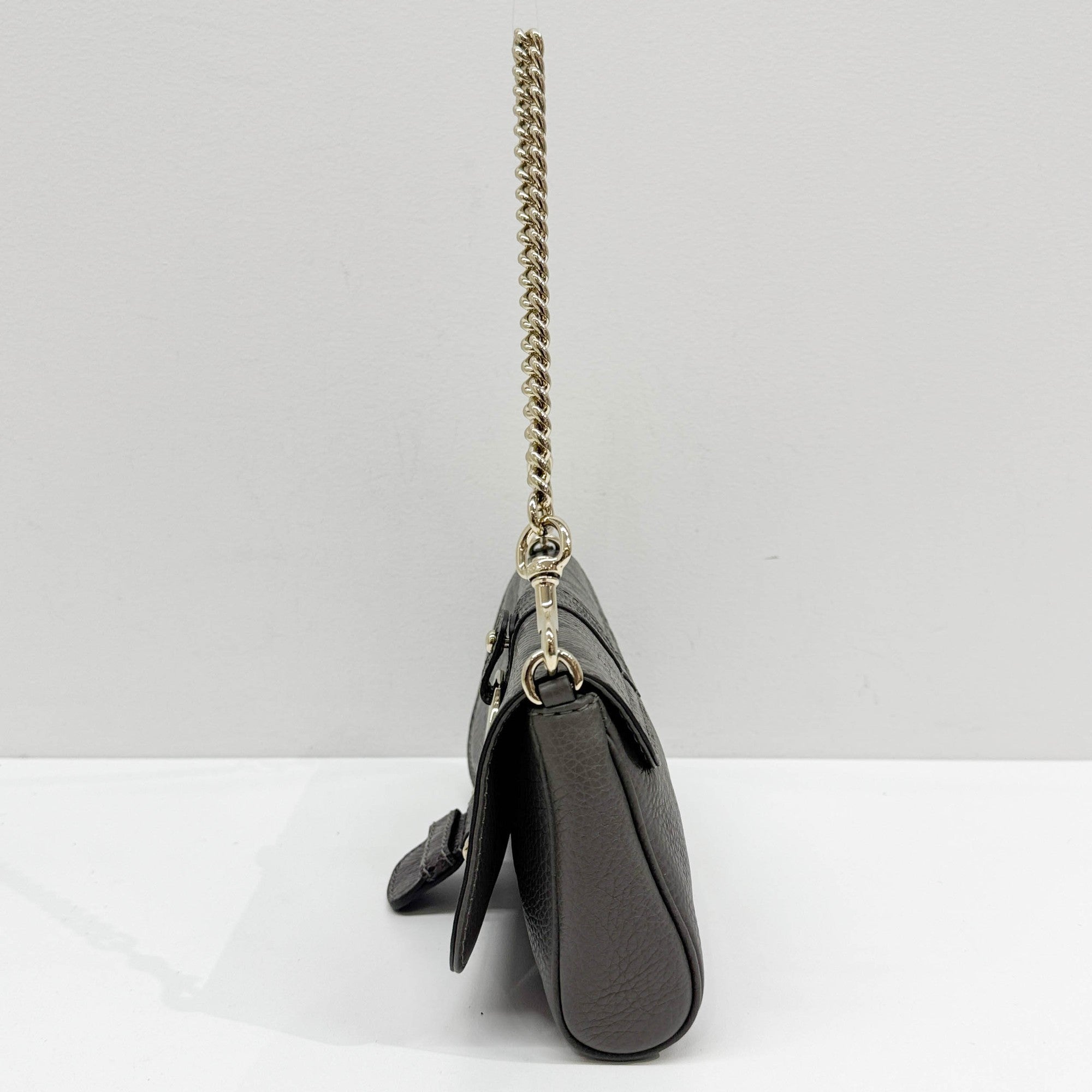 Stirrup Gray Python Embossed Leather Shoulder Bag