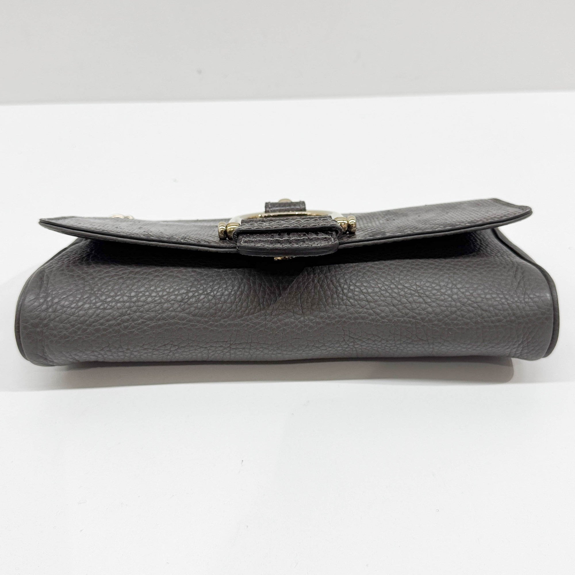 Stirrup Gray Python Embossed Leather Shoulder Bag
