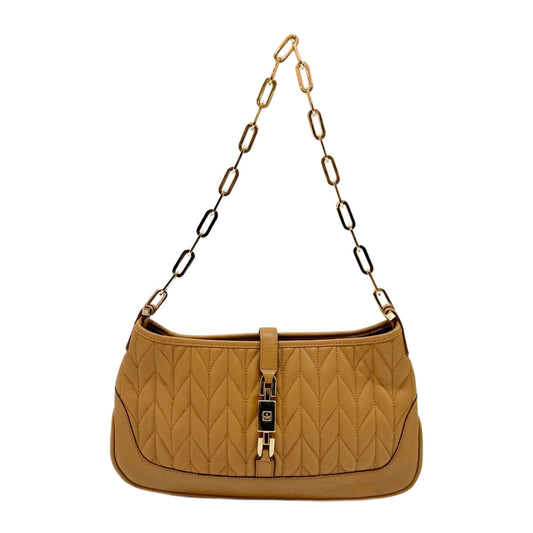 Jackie Matelasse Camel Leather Shoulder Bag