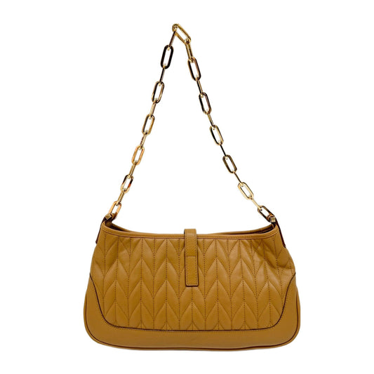 Jackie Matelasse Camel Leather Shoulder Bag