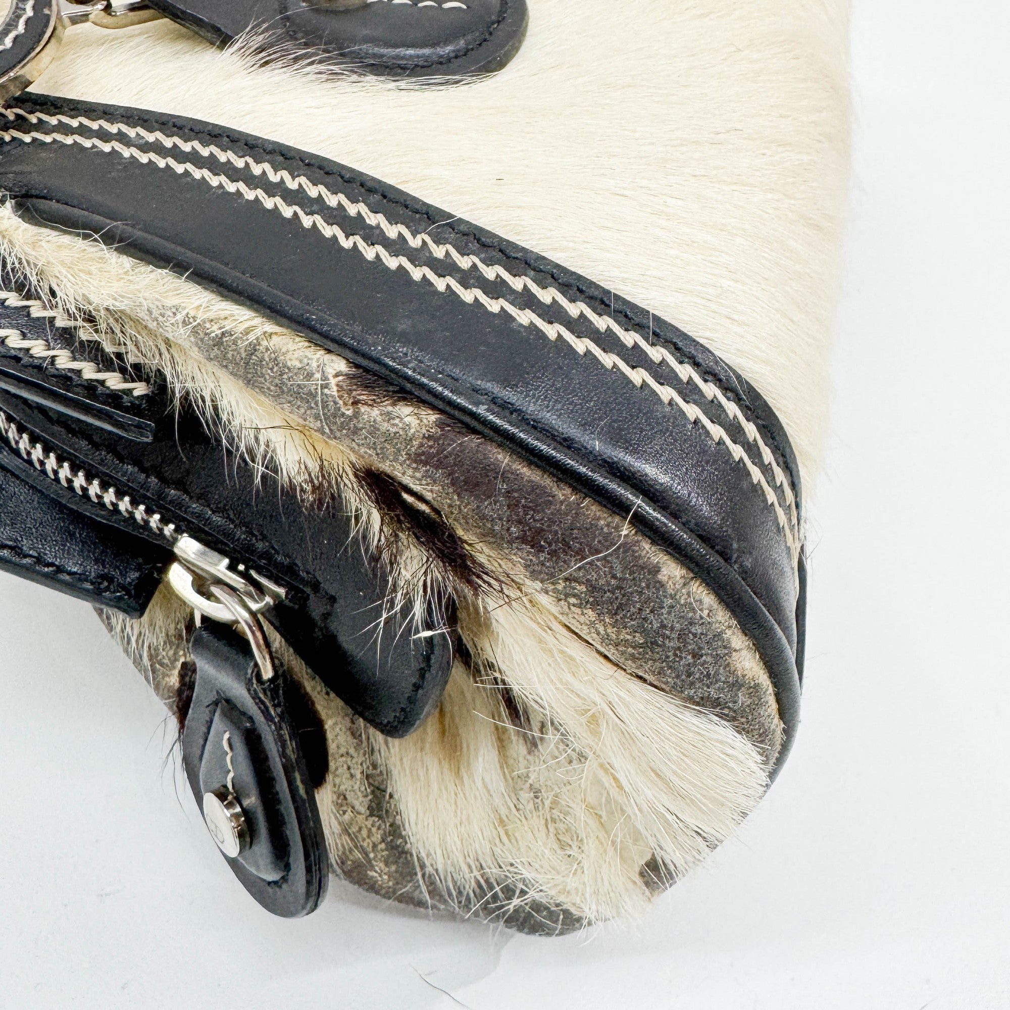 Black & White Cow Print Pony Hair Hand Bag