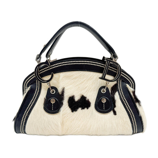 Black & White Cow Print Pony Hair Hand Bag