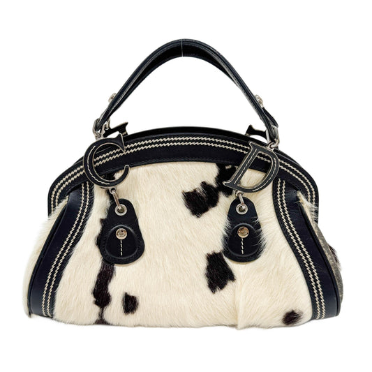 Black & White Cow Print Pony Hair Hand Bag