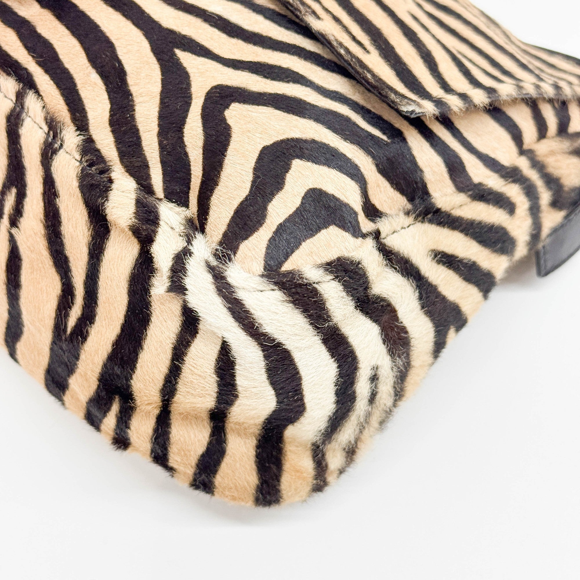 Mamma Baguette Brown Zebra Print Pony Hair Shoulder Bag