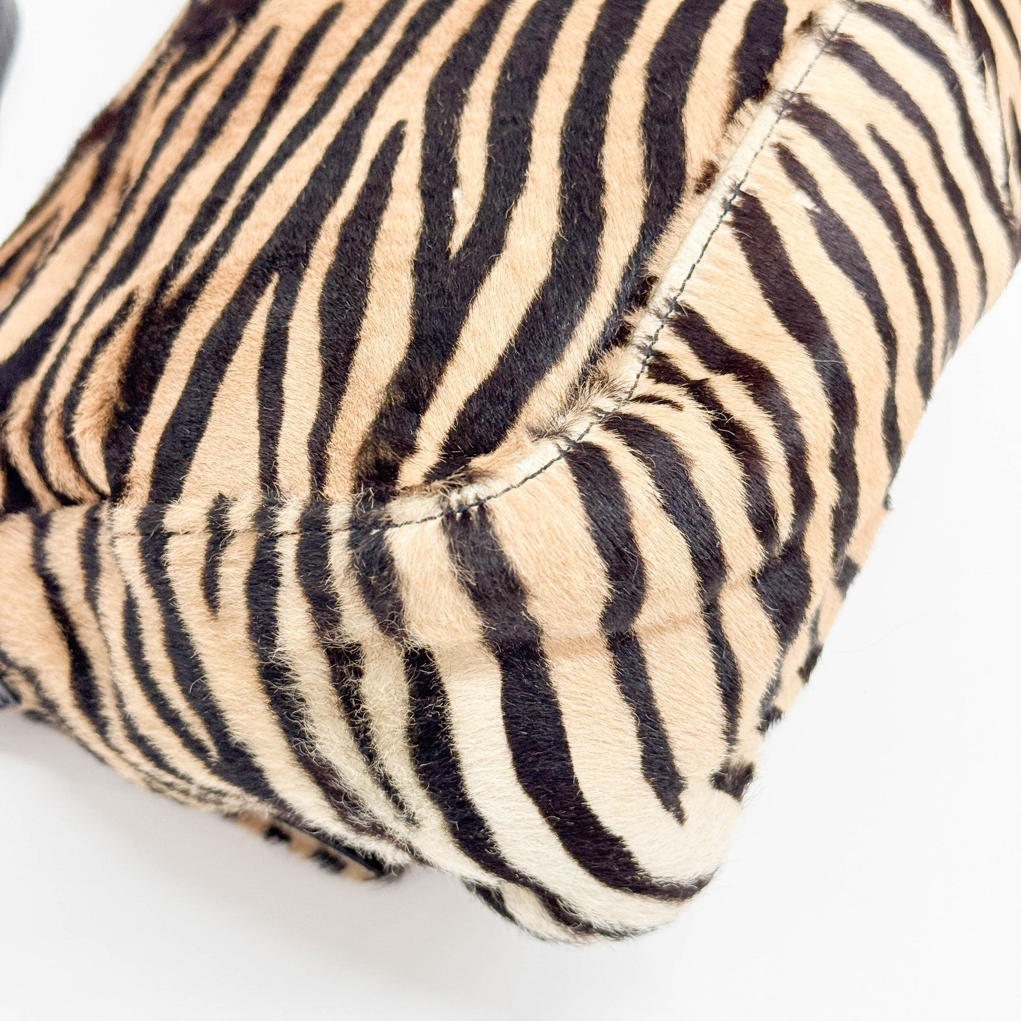 Mamma Baguette Brown Zebra Print Pony Hair Shoulder Bag